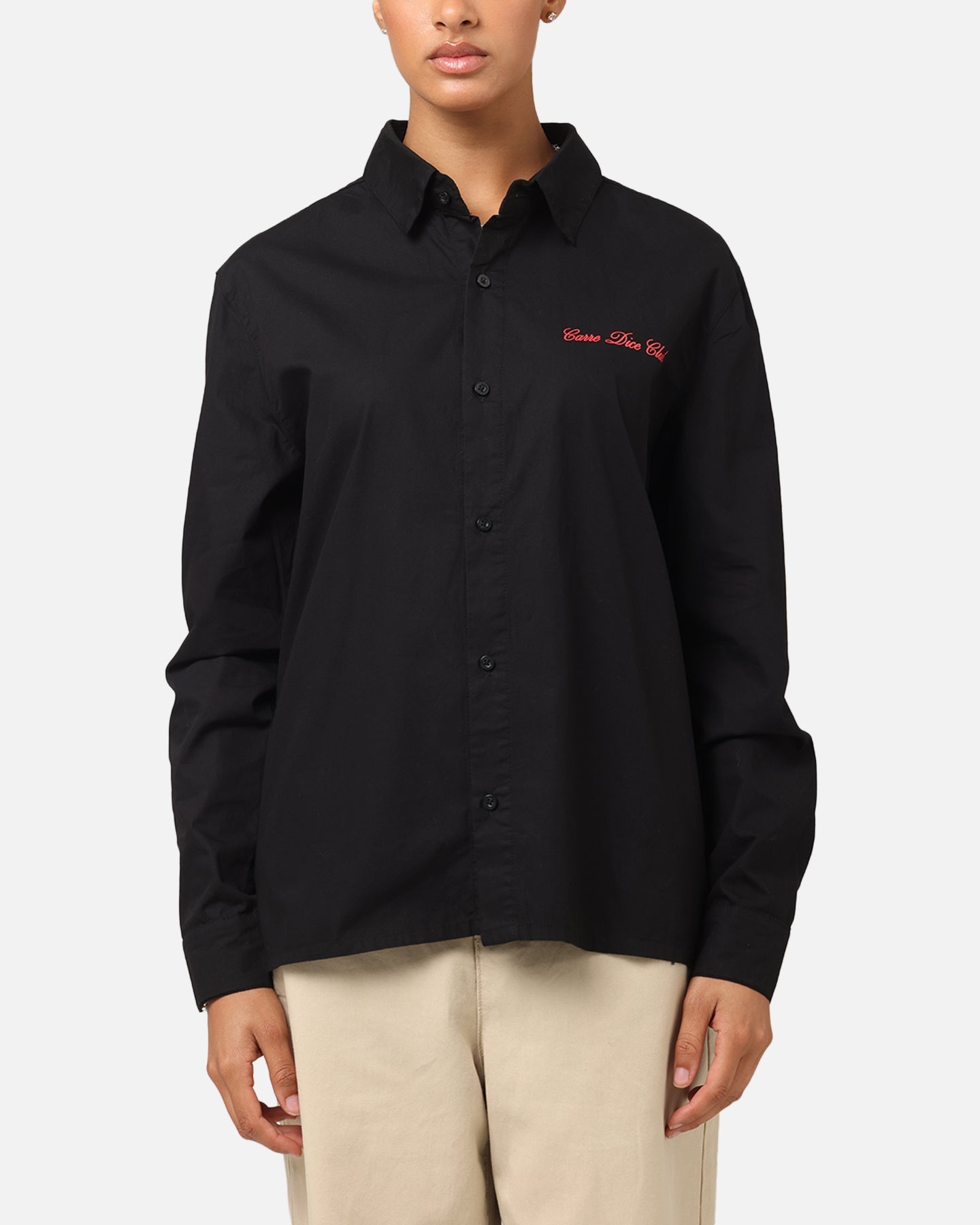 Carre Dice Club Long Sleeve Button Up Shirt Black
