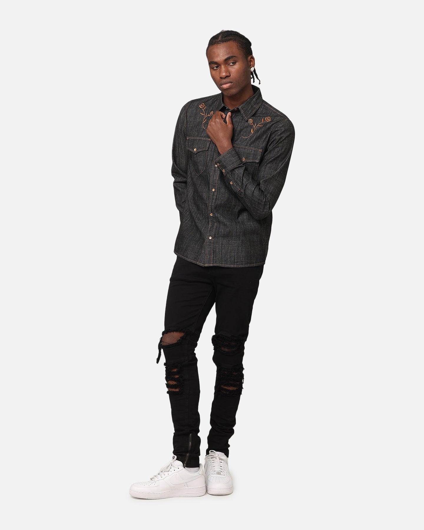 Saint Morta Rodeo Long Sleeve Denim Shirt Black