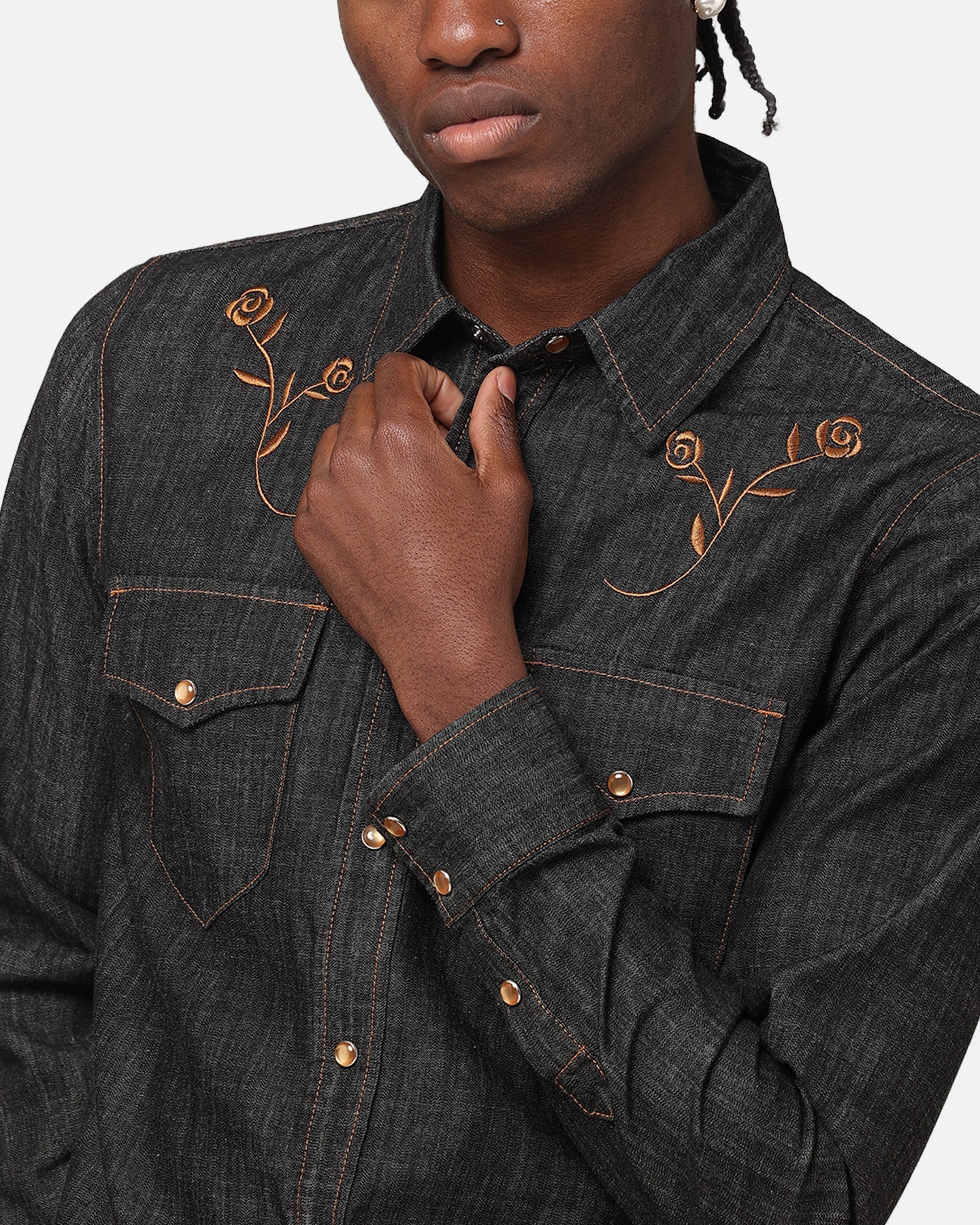Saint Morta Rodeo Long Sleeve Denim Shirt Black