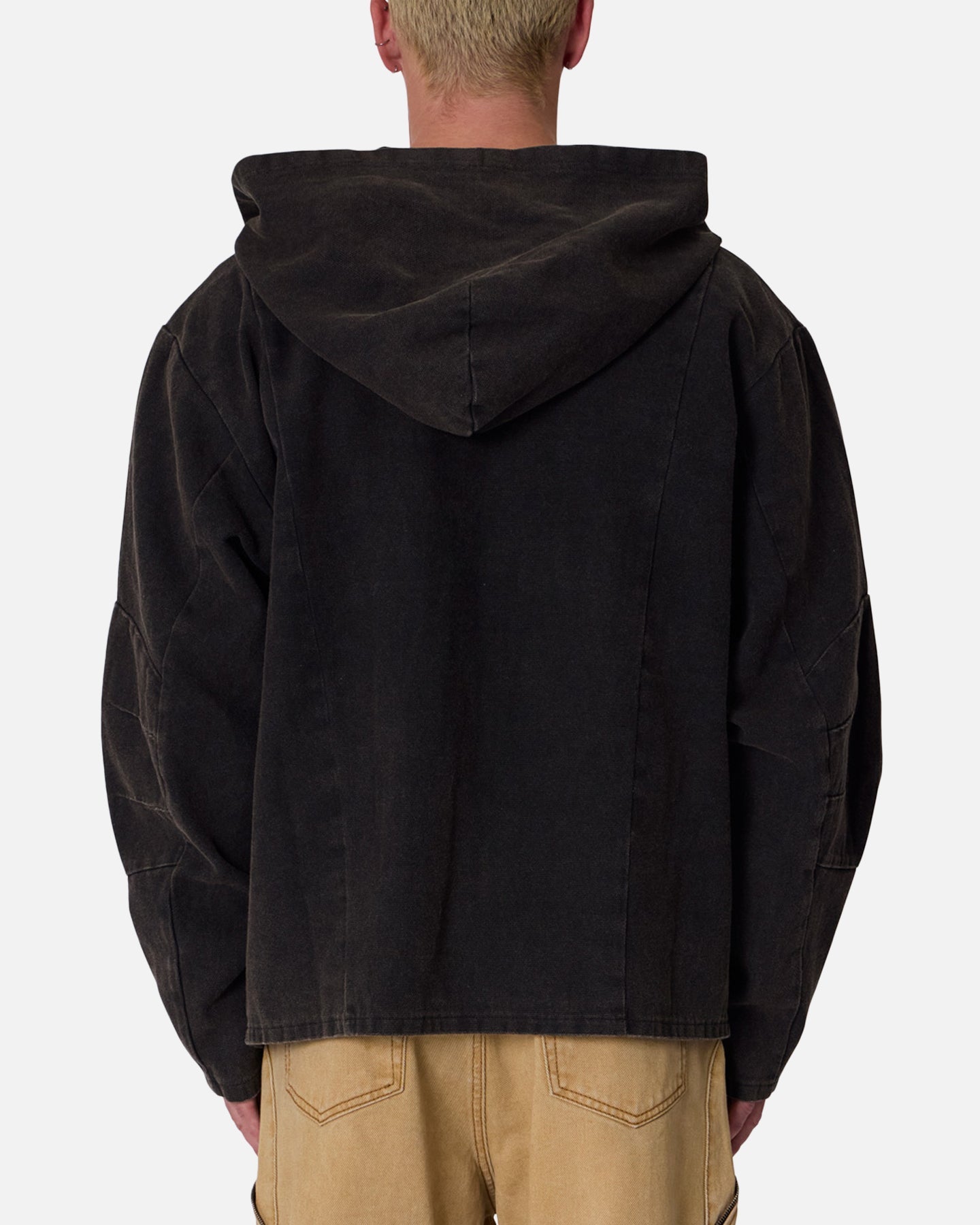 MNML Seamed Zip Up Hoodie Washed Black