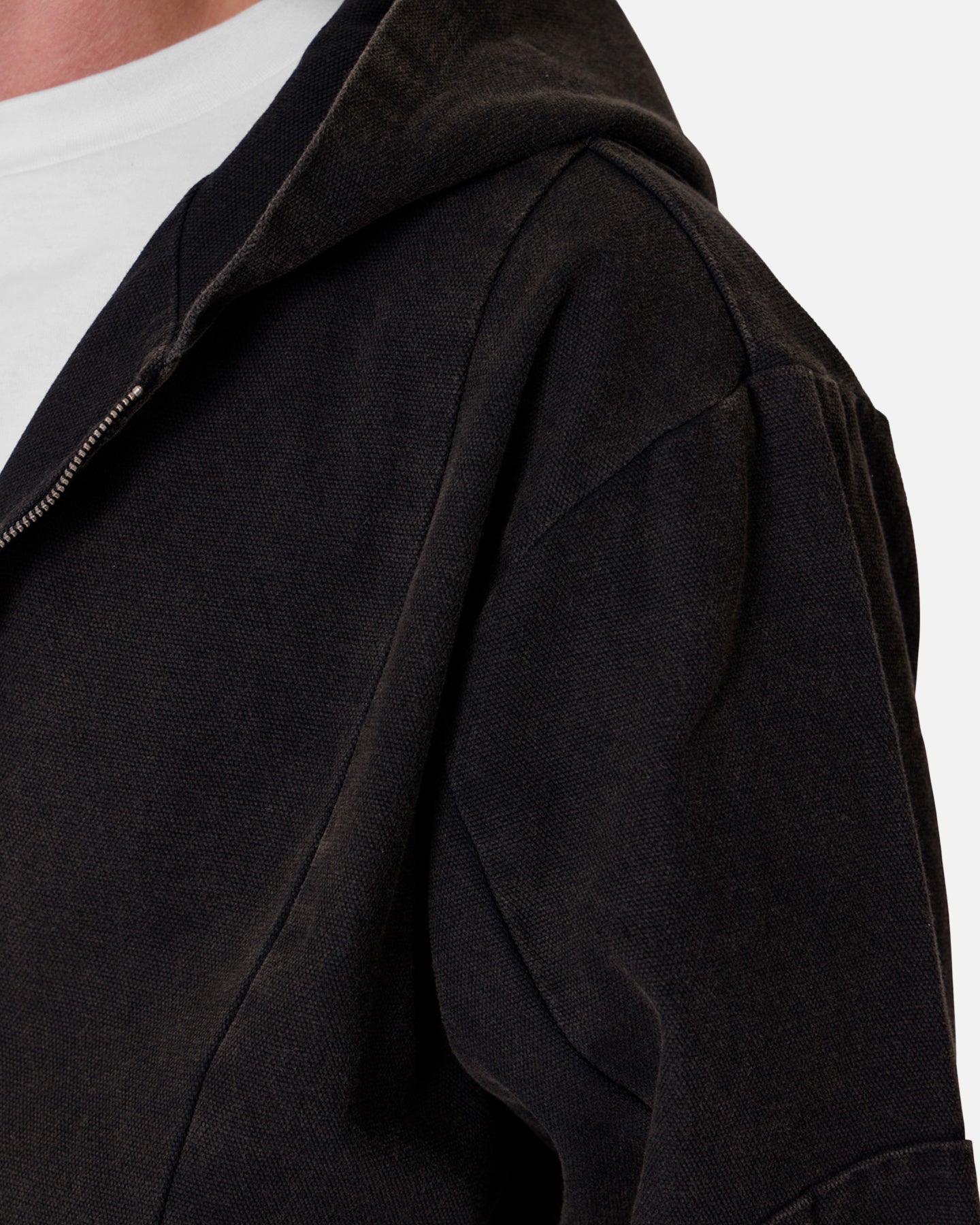 MNML Seamed Zip Up Hoodie Washed Black