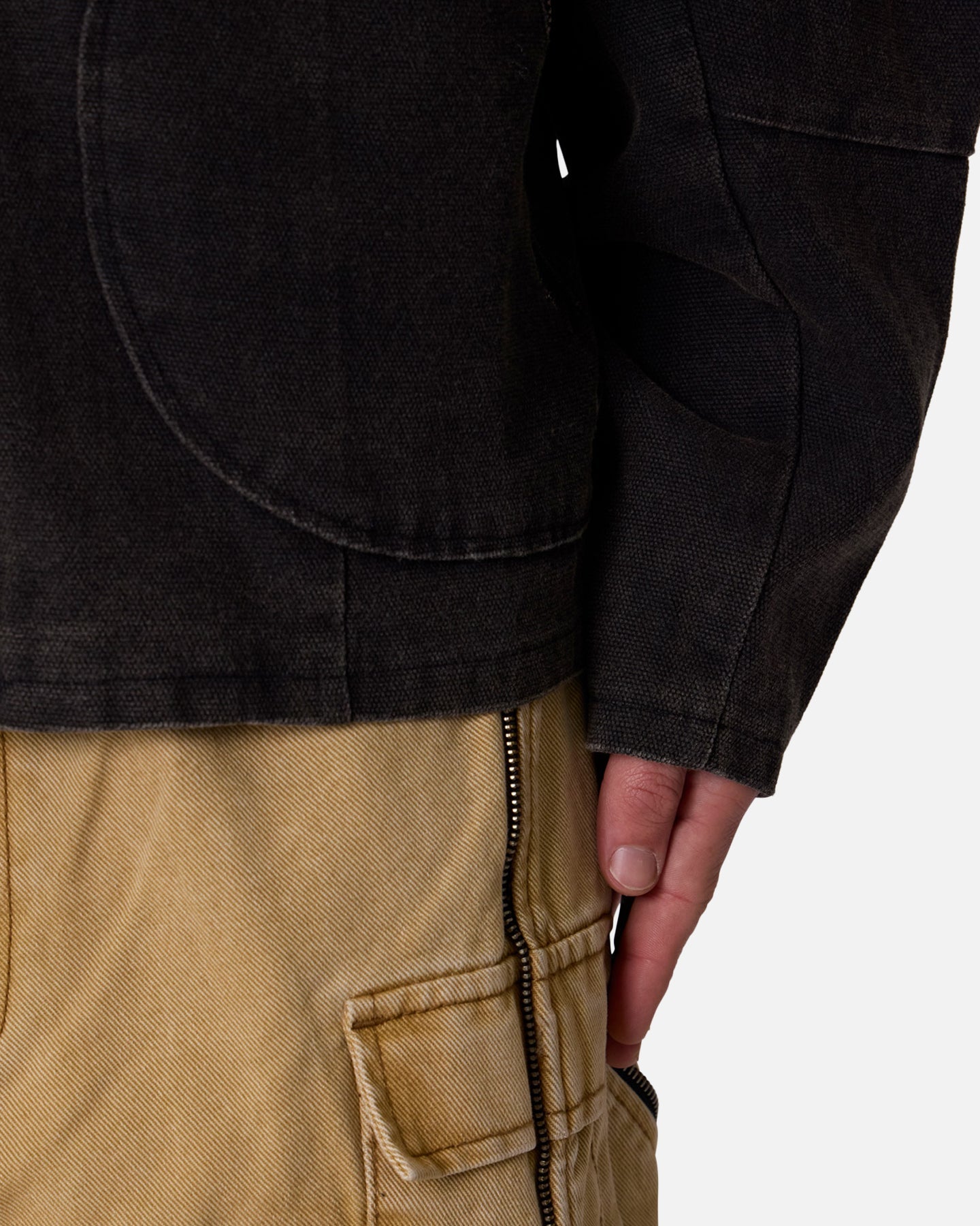 MNML Seamed Zip Up Hoodie Washed Black