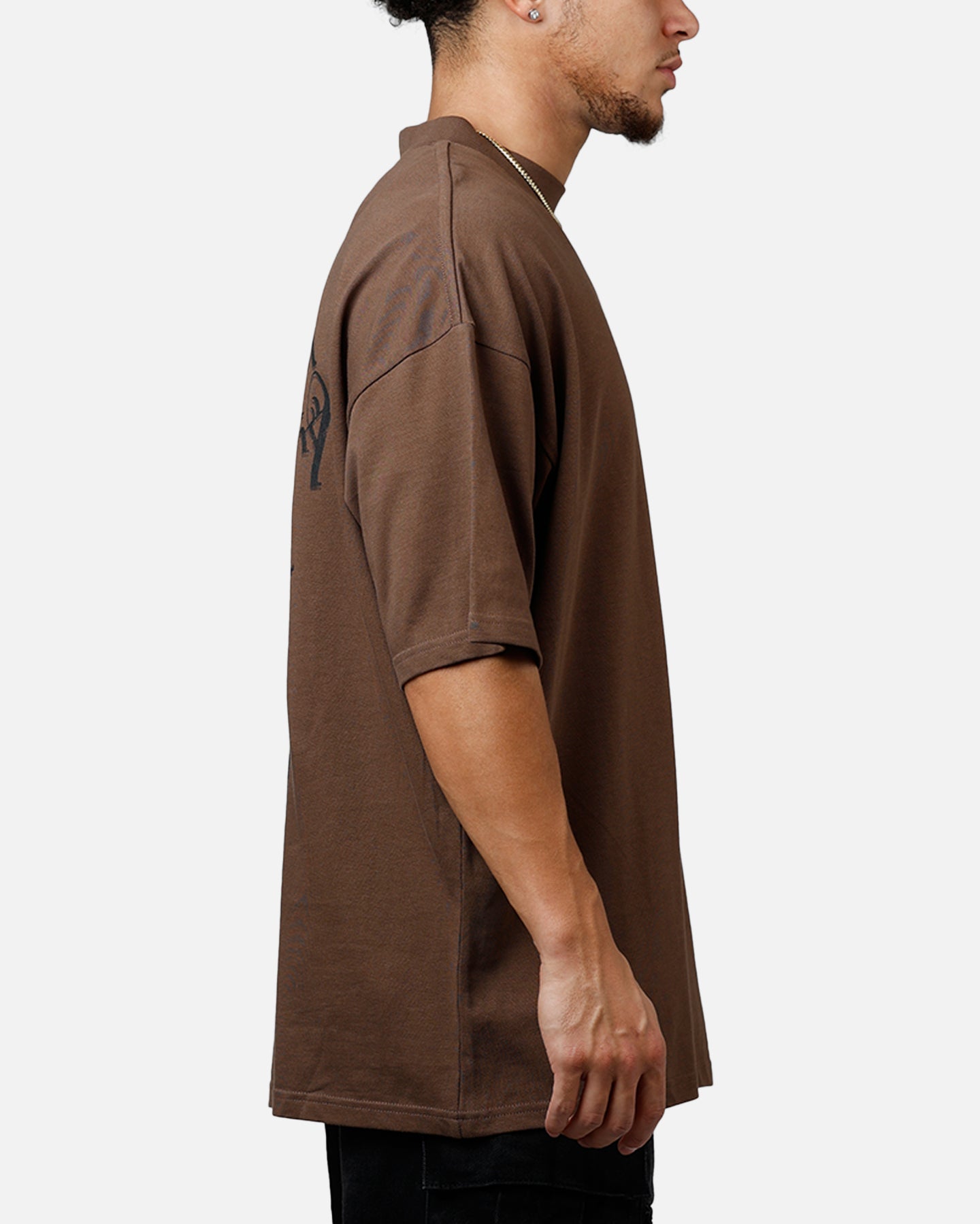 Saint Morta Virtues Mock Neck T-Shirt Brown