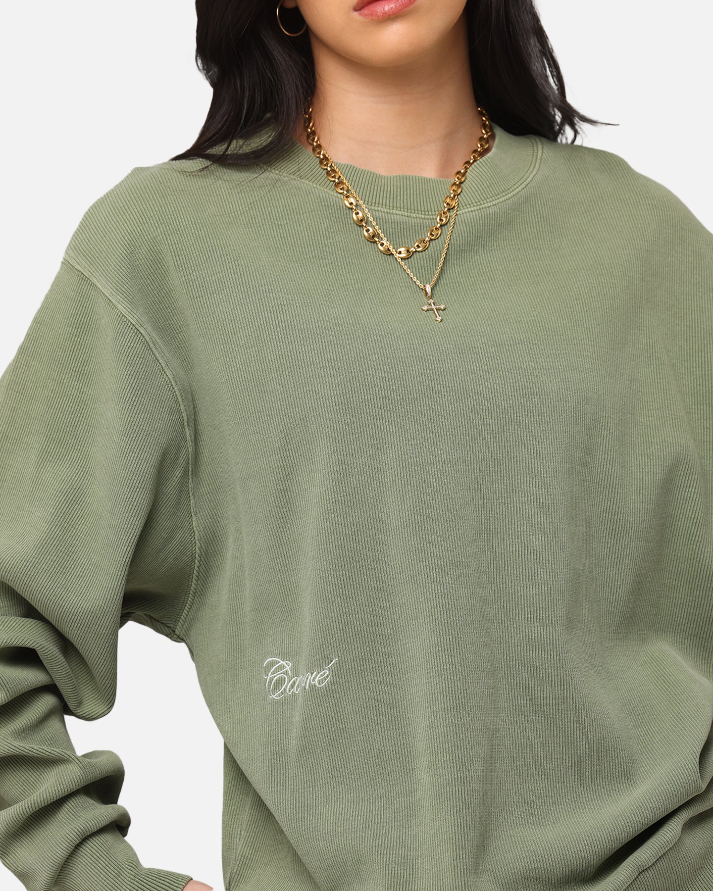 Carre Avenue Ribbed Crewneck Olive