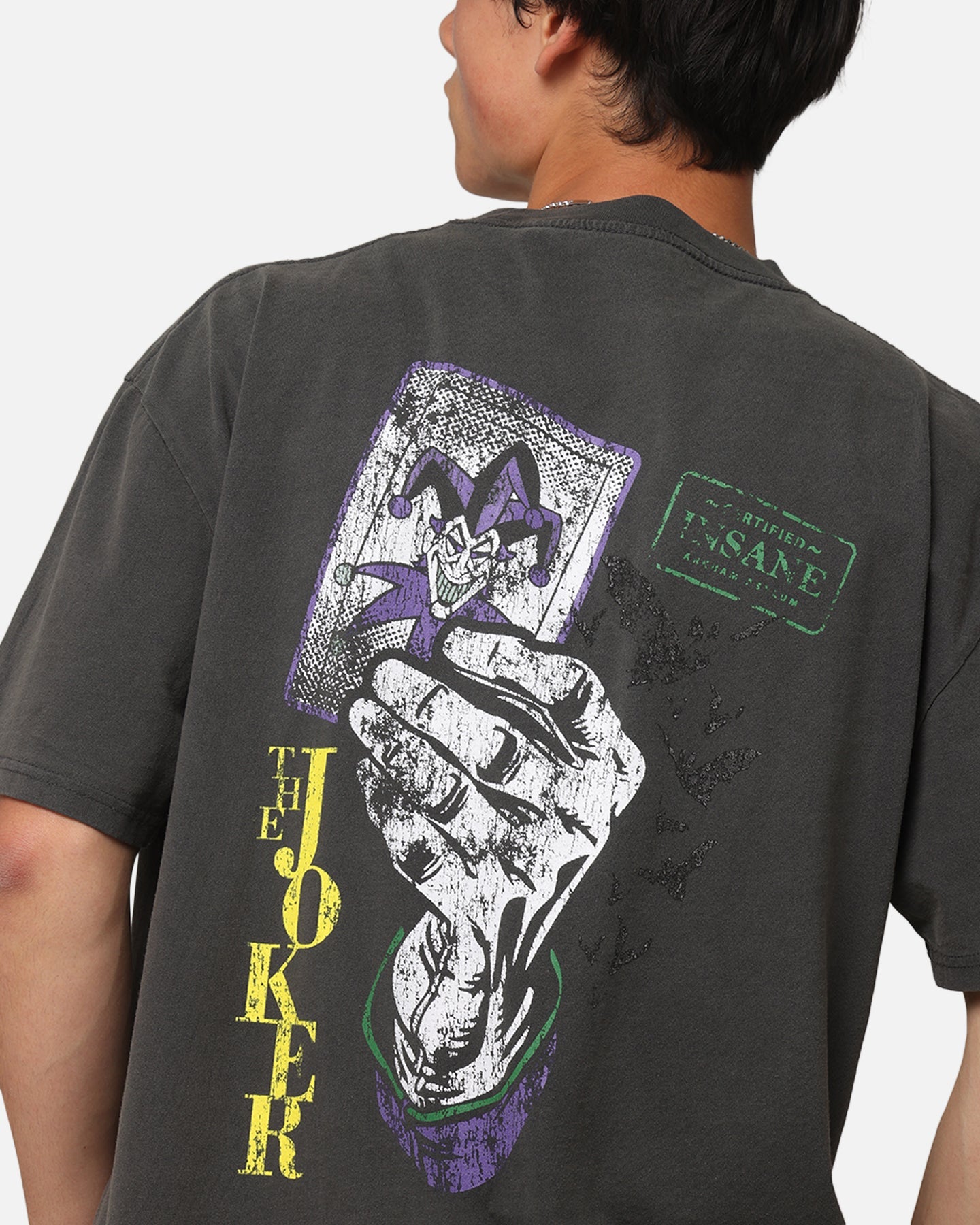 American Thrift X DC Batman The Joker Harley Hoax Heavy T-Shirt Black Wash