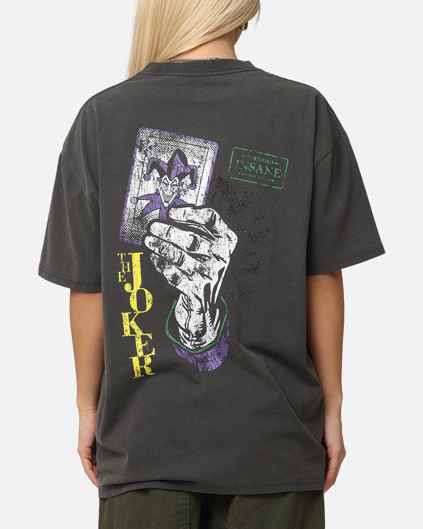 American Thrift X DC Batman The Joker Harley Hoax Heavy T-Shirt Black Wash