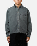 MNML Washed Denim Long Sleeve Button Up Shirt Washed Black