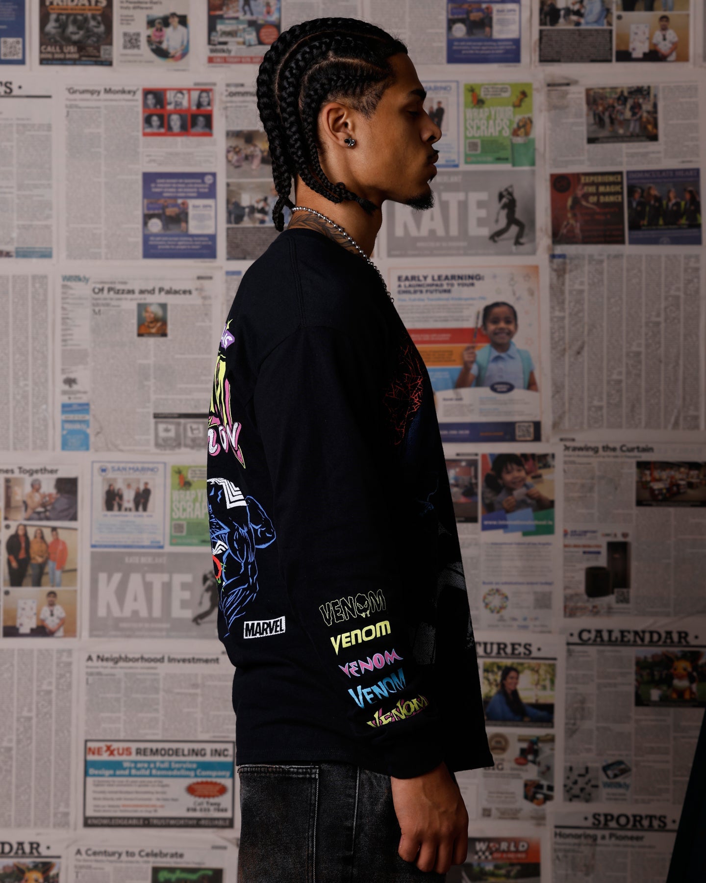 Goat Crew Marvel Venom Eddie Brock Long Sleeve T-Shirt Black