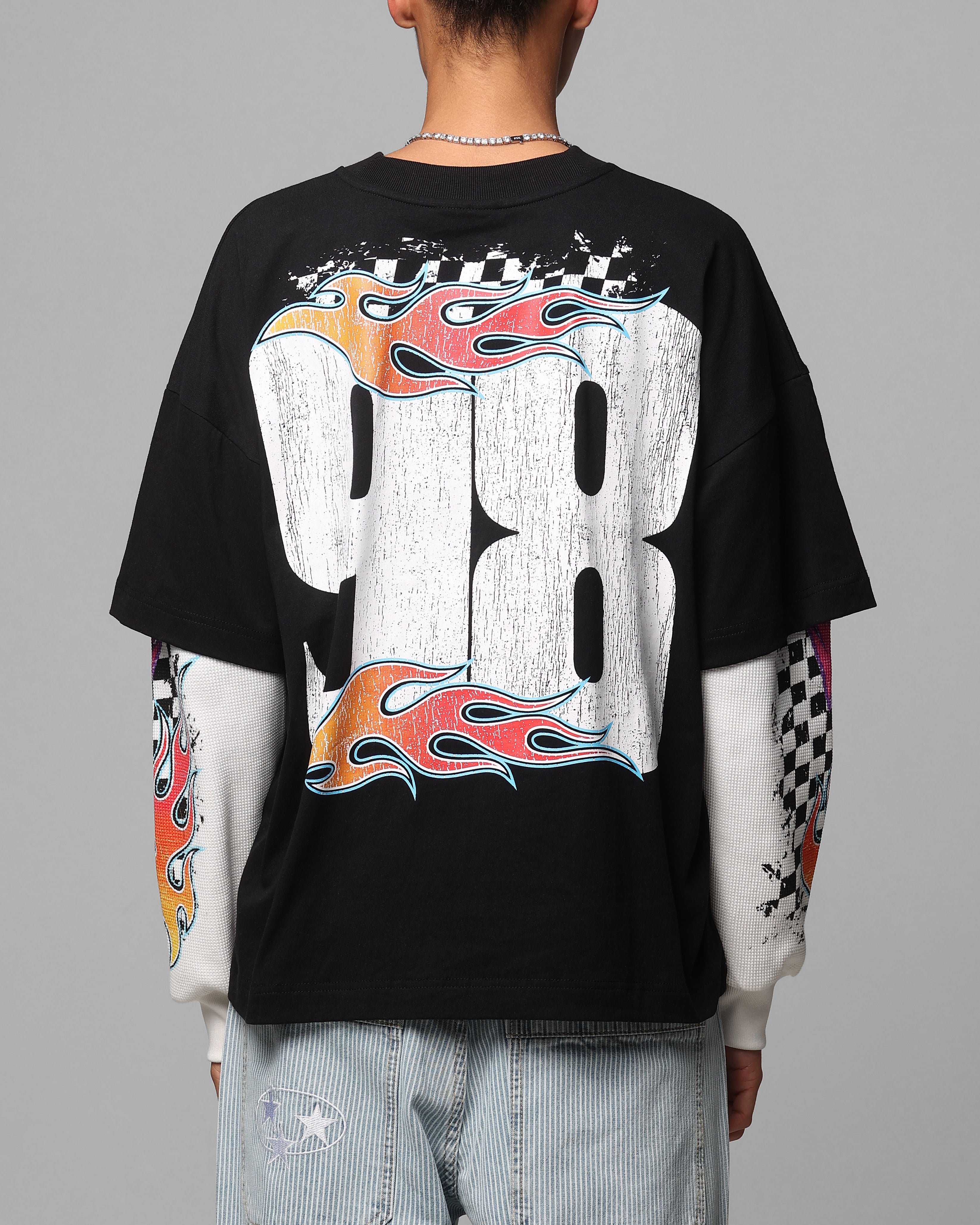 Loiter Daytona Layered Long Sleeve T-Shirt Black/White