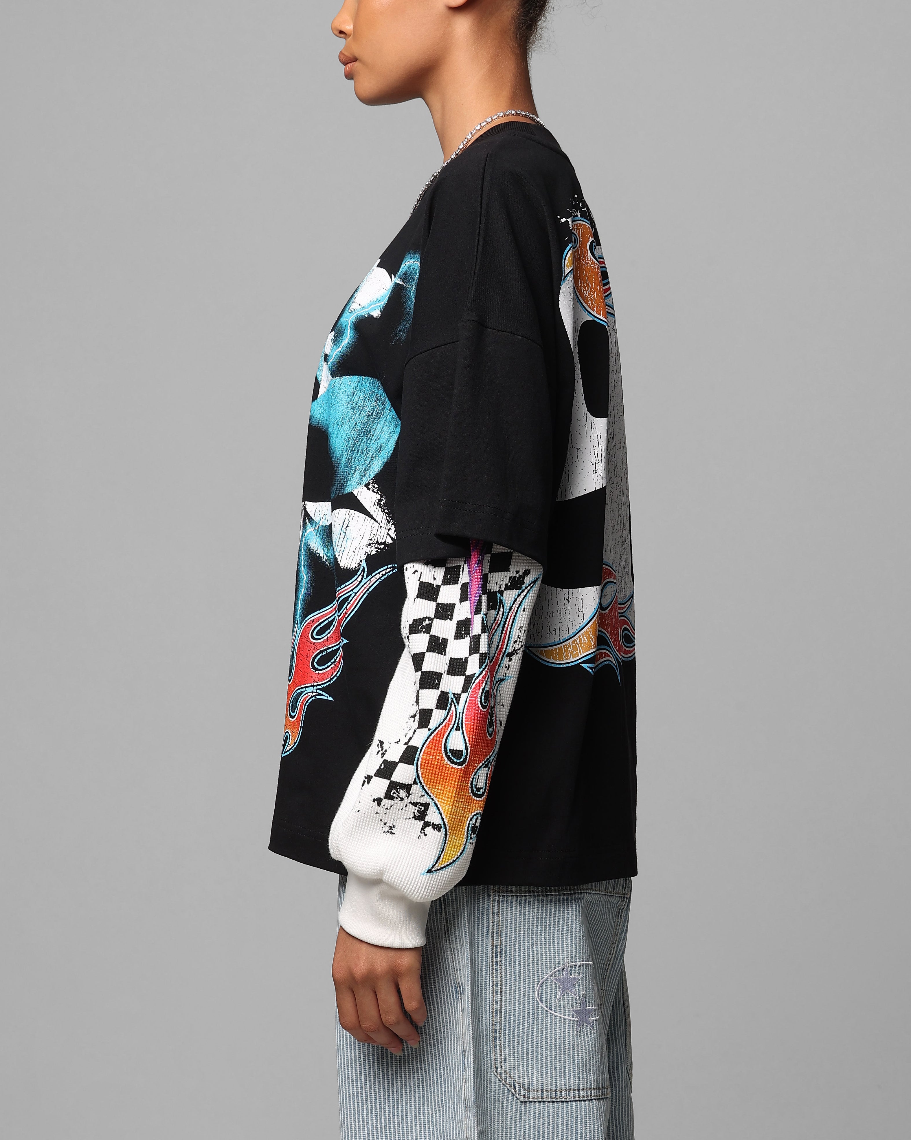 Loiter Daytona Layered Long Sleeve T-Shirt Black/White