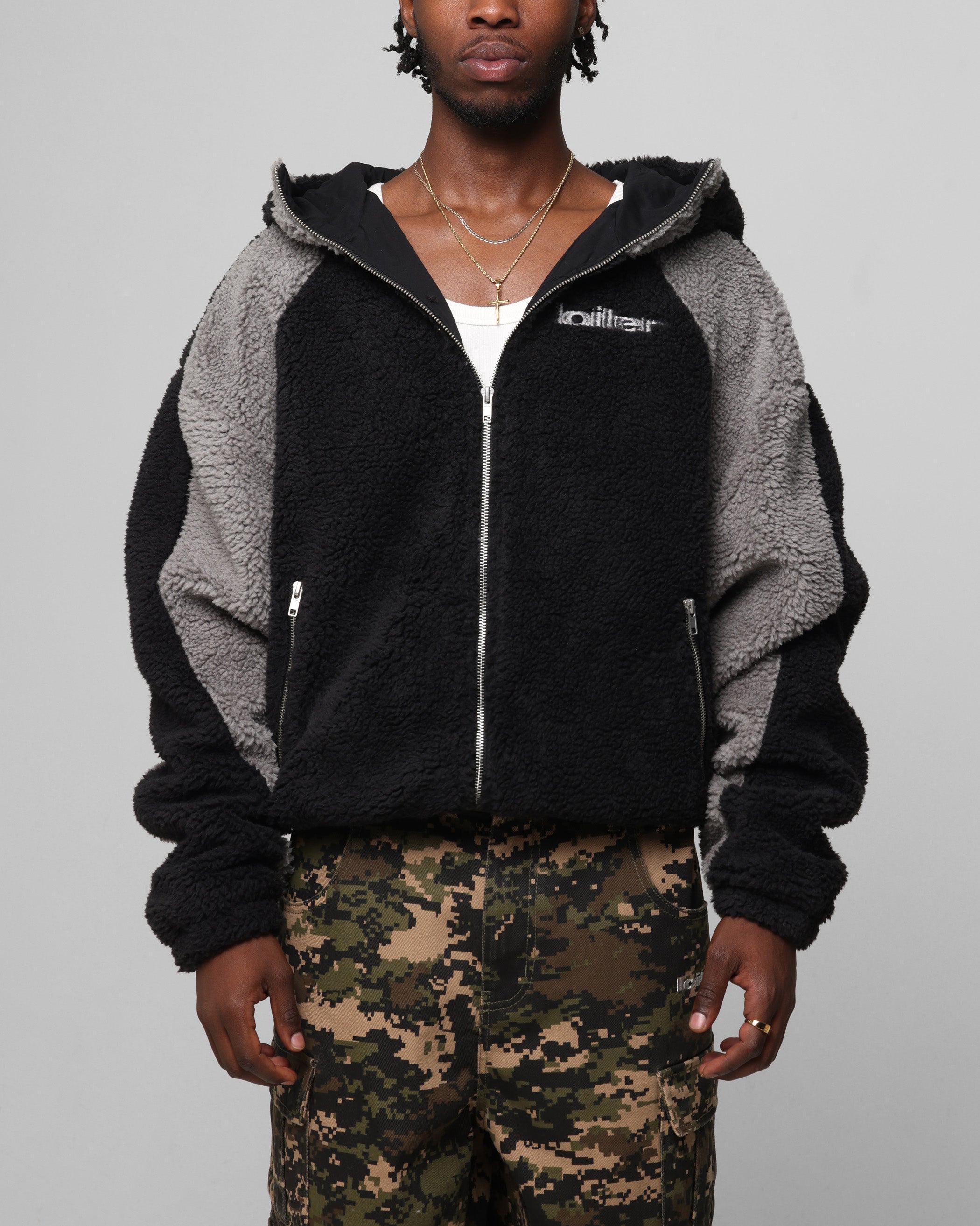 Loiter Speedway Fleece Jacket Black/Grey