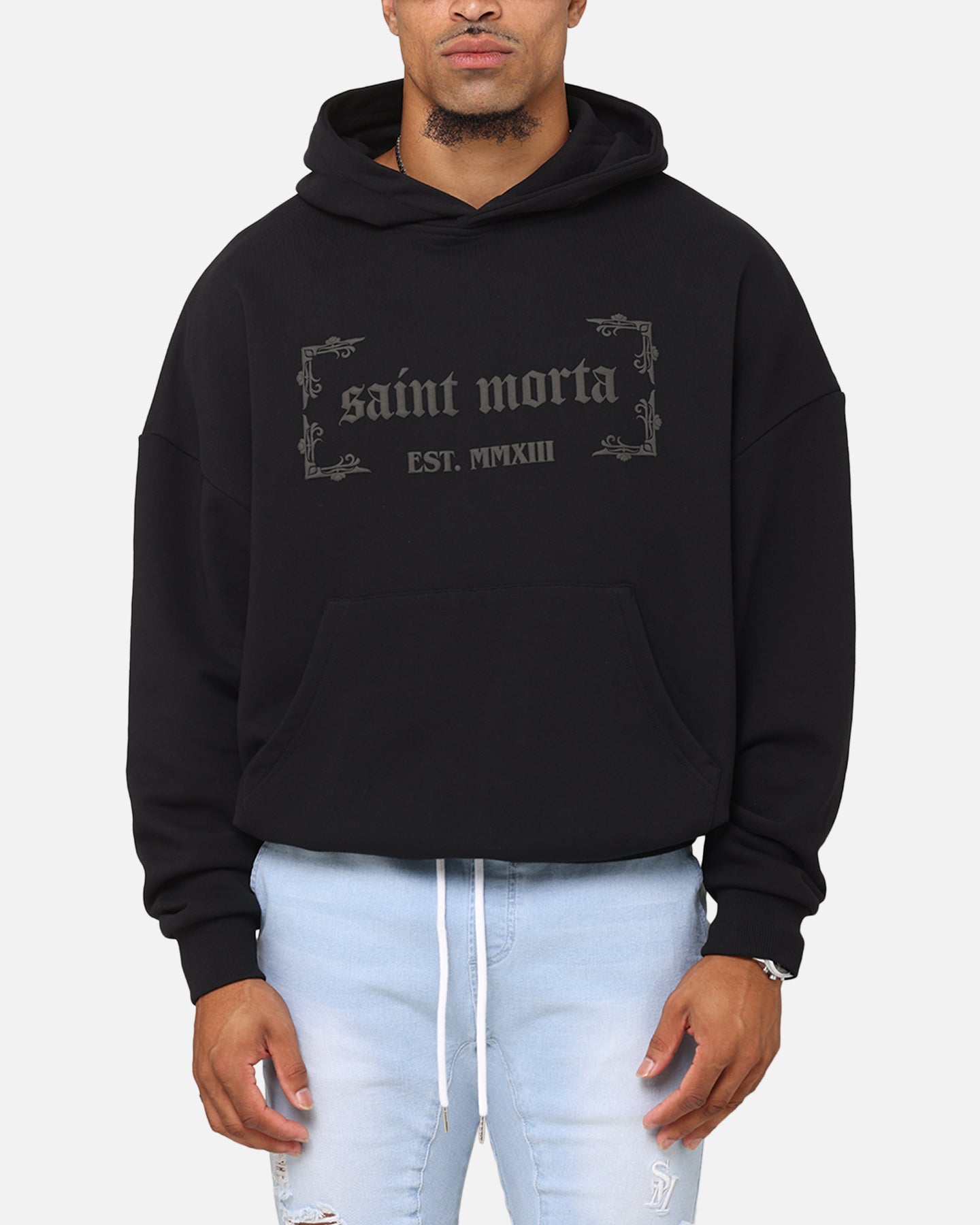 Saint Morta Repentant Heart Boxy Hoodie Black/Black