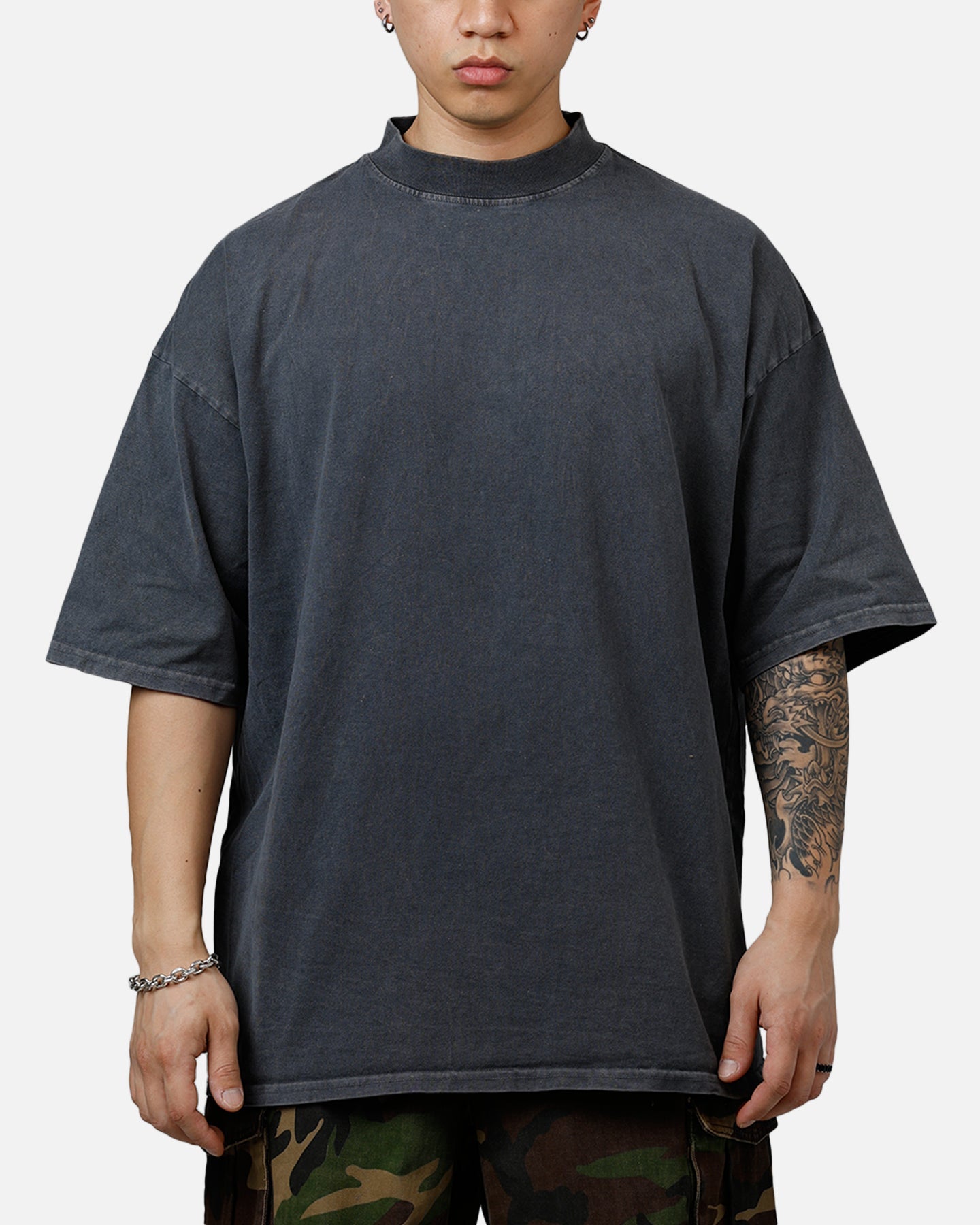 Culture Kings Everyday Mock Neck T-Shirt Washed Charcoal