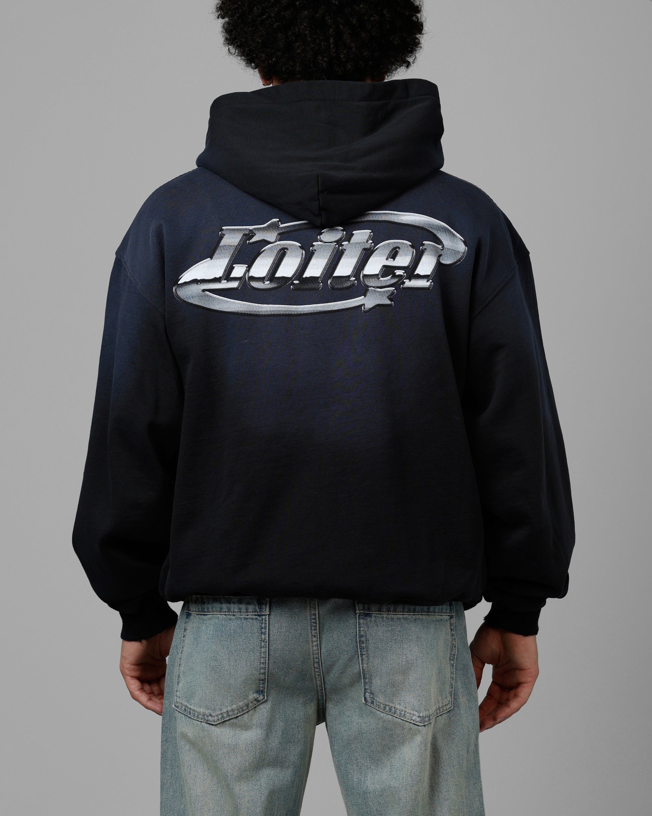 Loiter Chrome Logo Zip Hoodie Vintage Black
