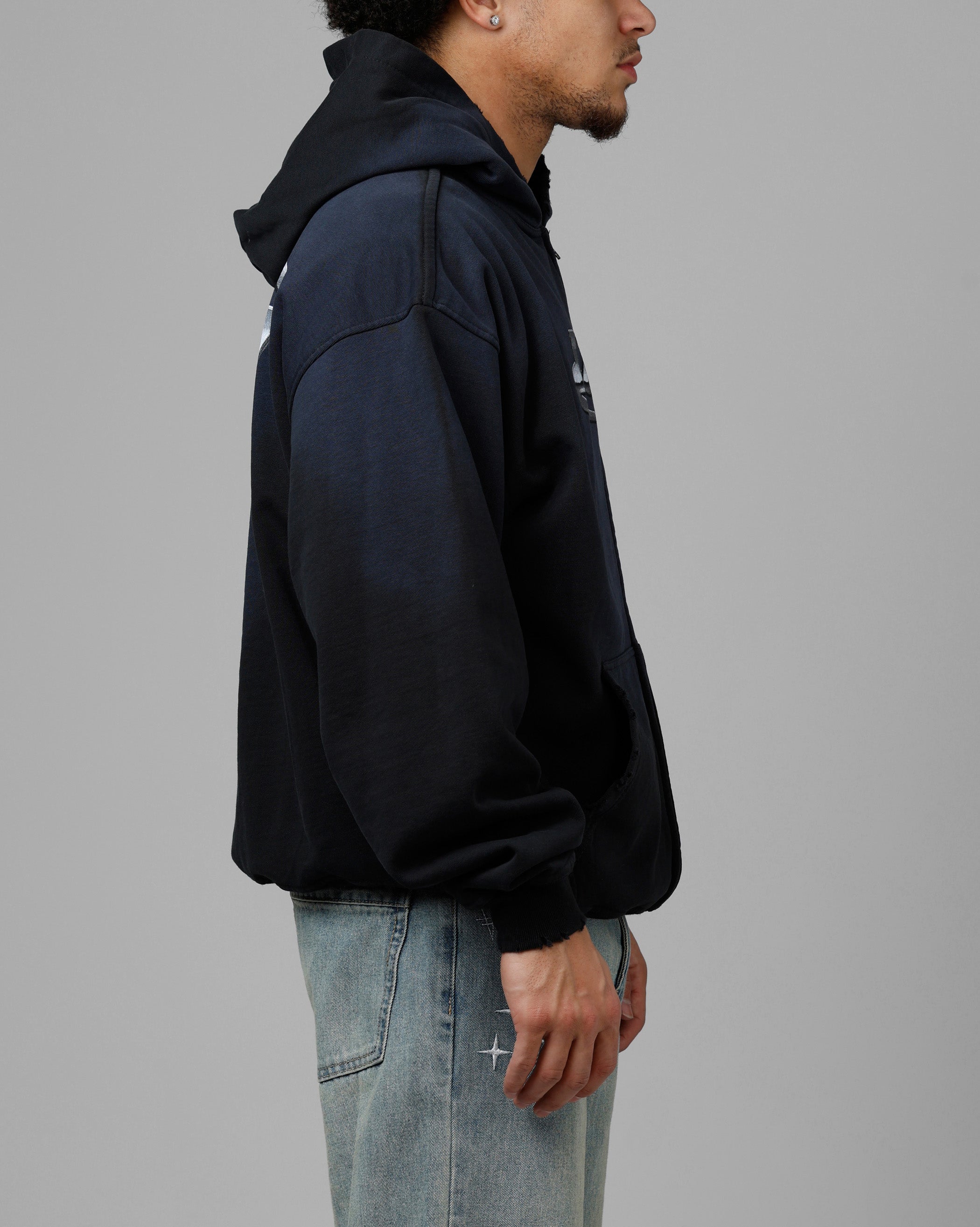 Loiter Chrome Logo Zip Hoodie Vintage Black