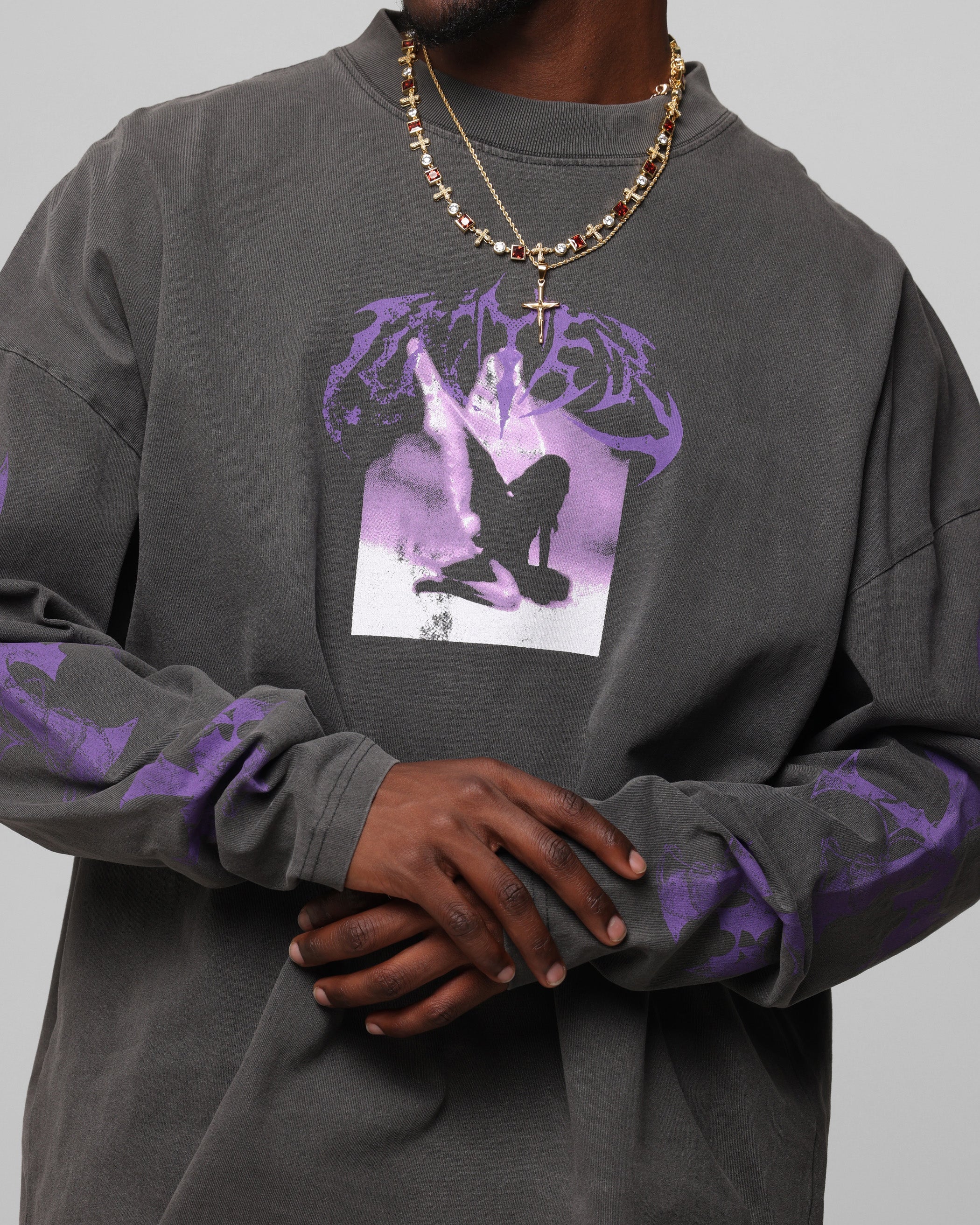 Loiter Angel Number Long Sleeve T-Shirt Charcoal