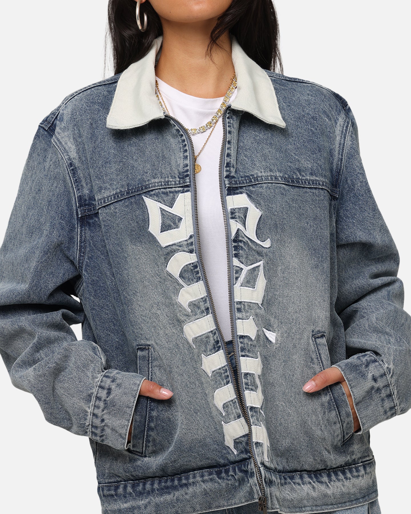 Saint Morta Gothic Distressed Denim Jacket Dirty Denim