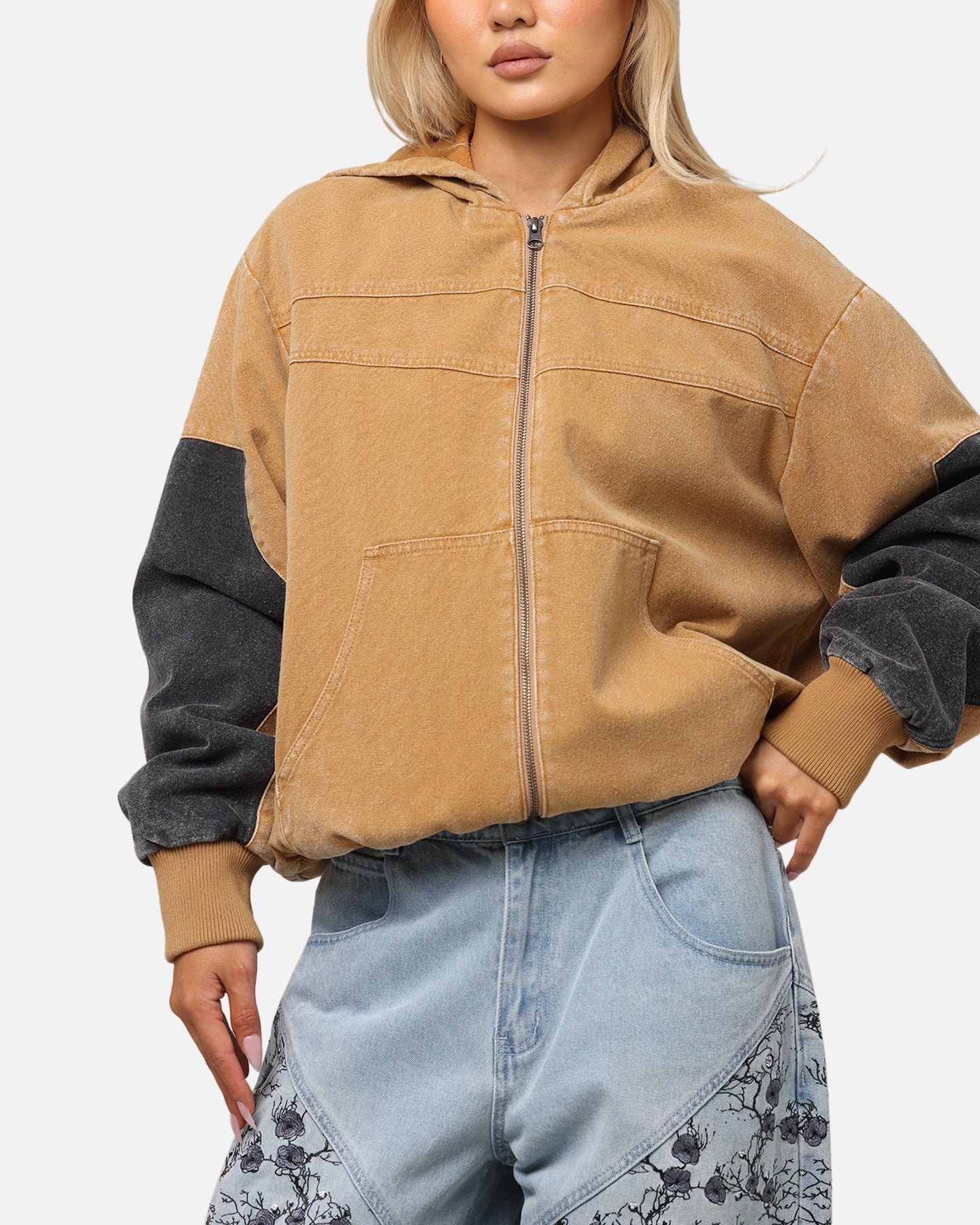 Saint Morta Hooded Workwear Jacket Tan/Black