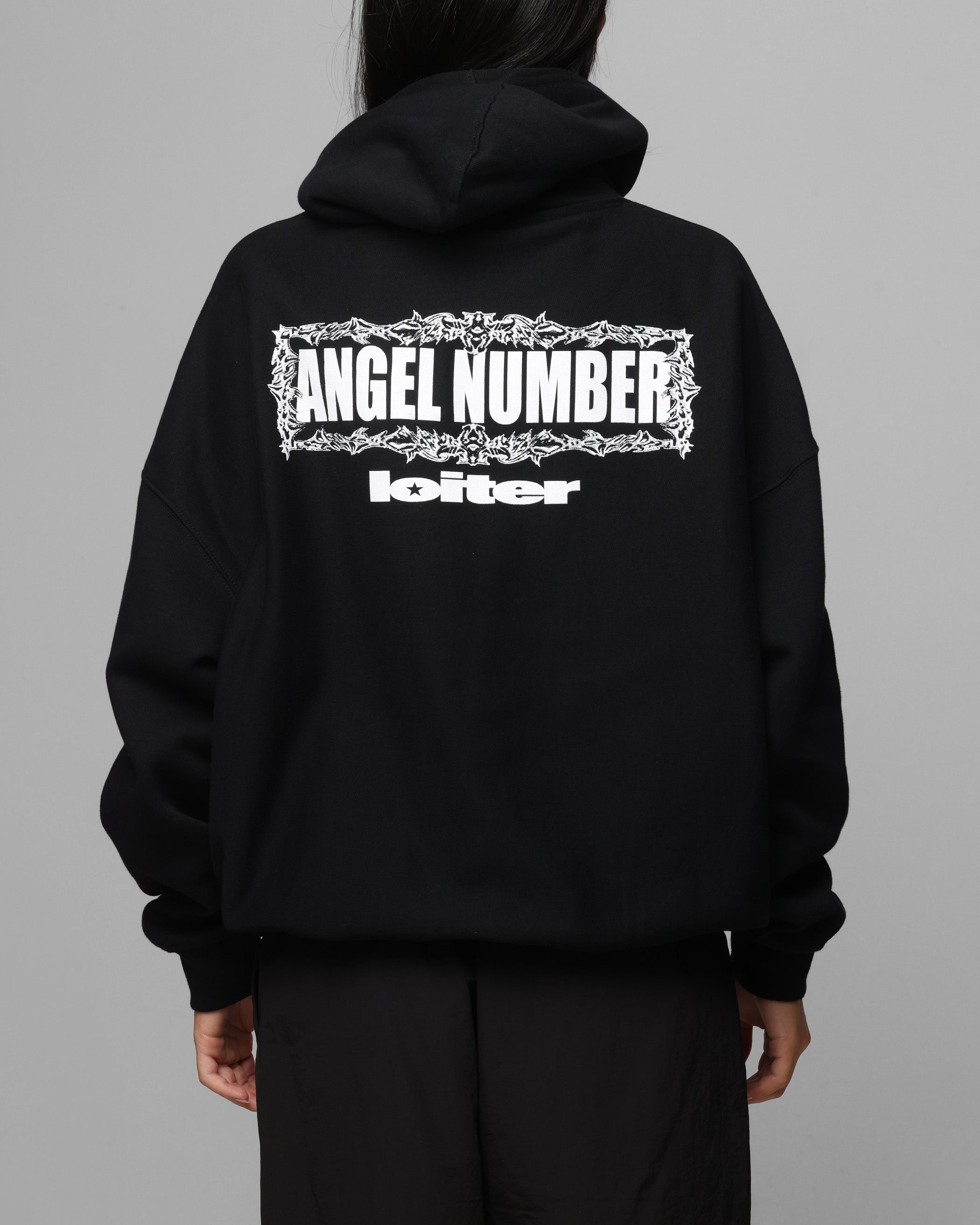 Loiter Angel Number Hoodie Black