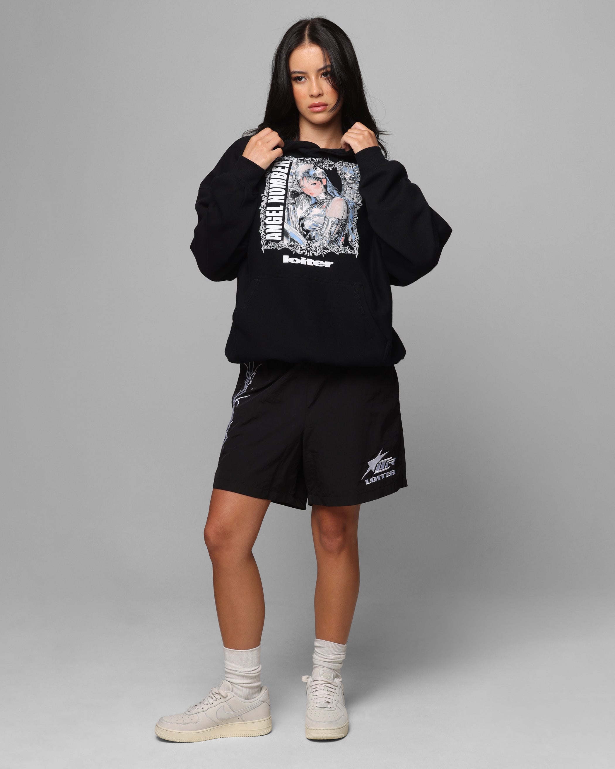 Loiter Angel Number Hoodie Black