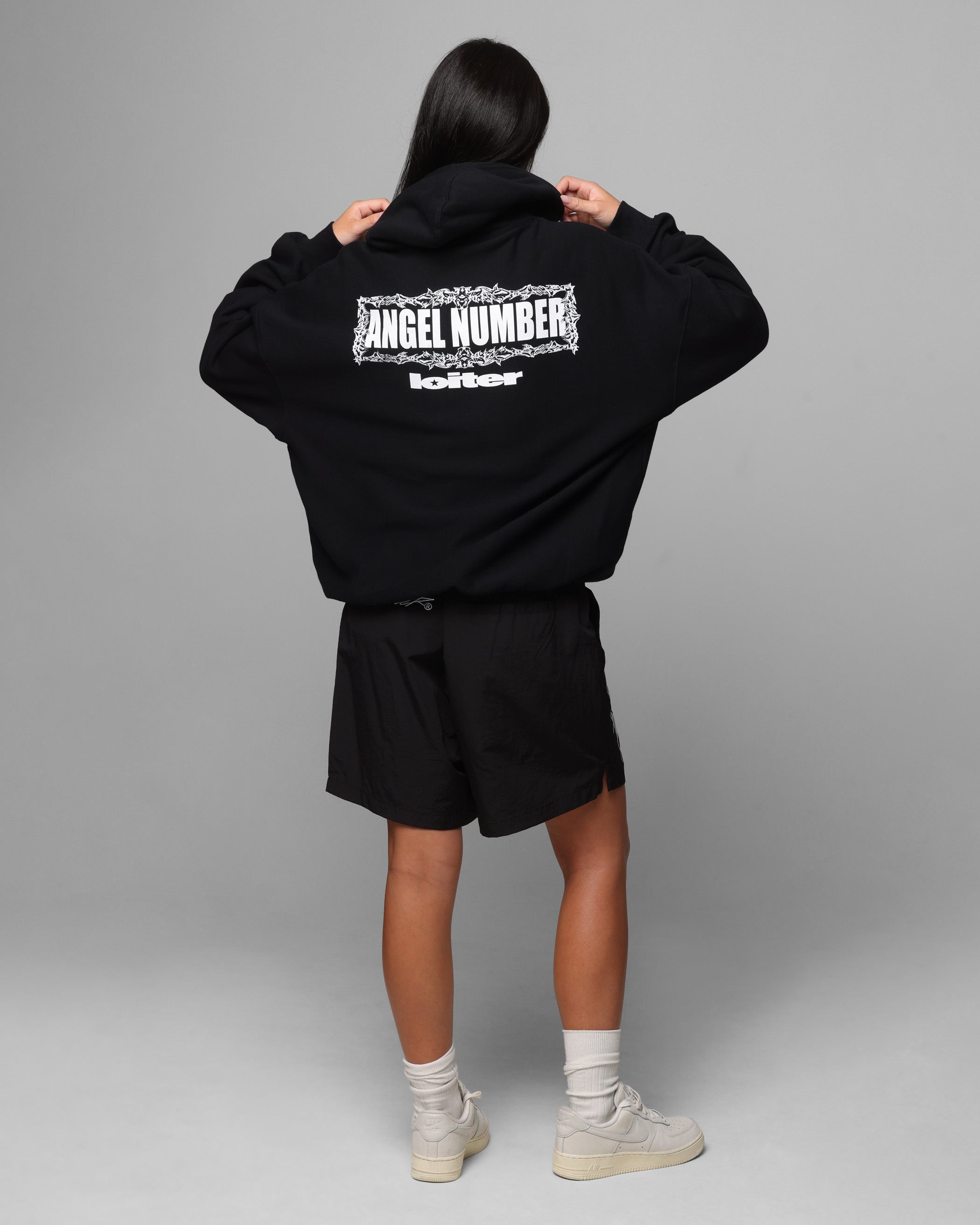 Loiter Angel Number Hoodie Black
