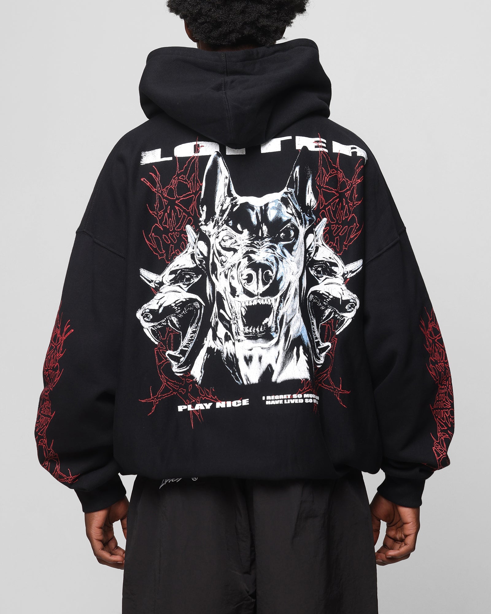 Loiter Chrome Dogs Vintage Hoodie Black