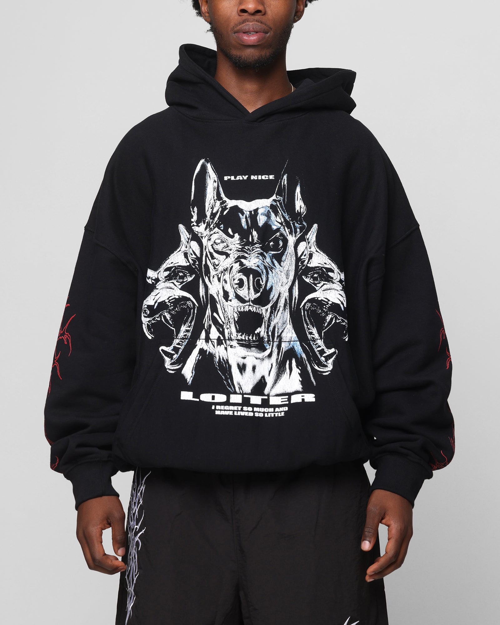 Loiter Chrome Dogs Vintage Hoodie Black