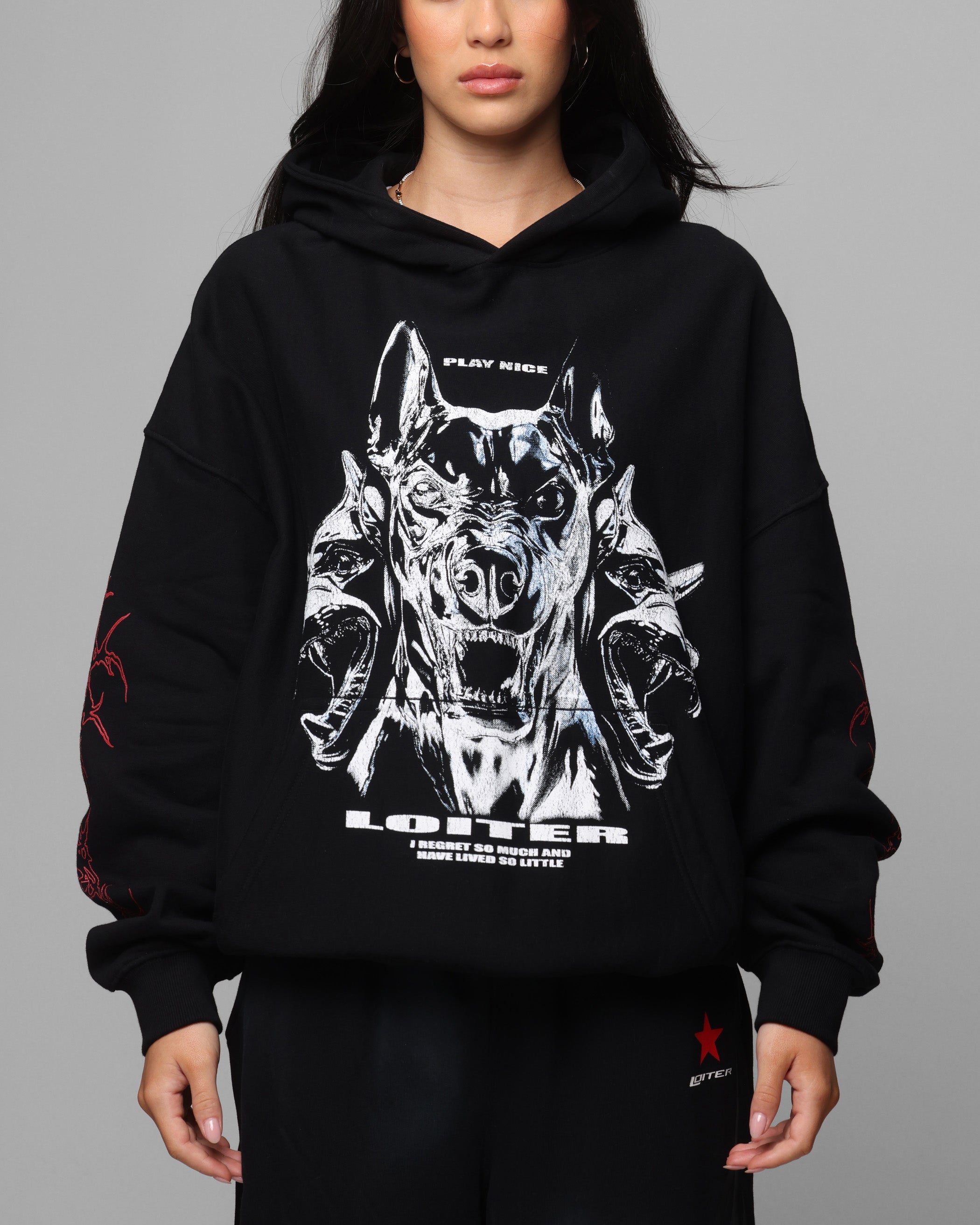 Loiter Chrome Dogs Vintage Hoodie Black