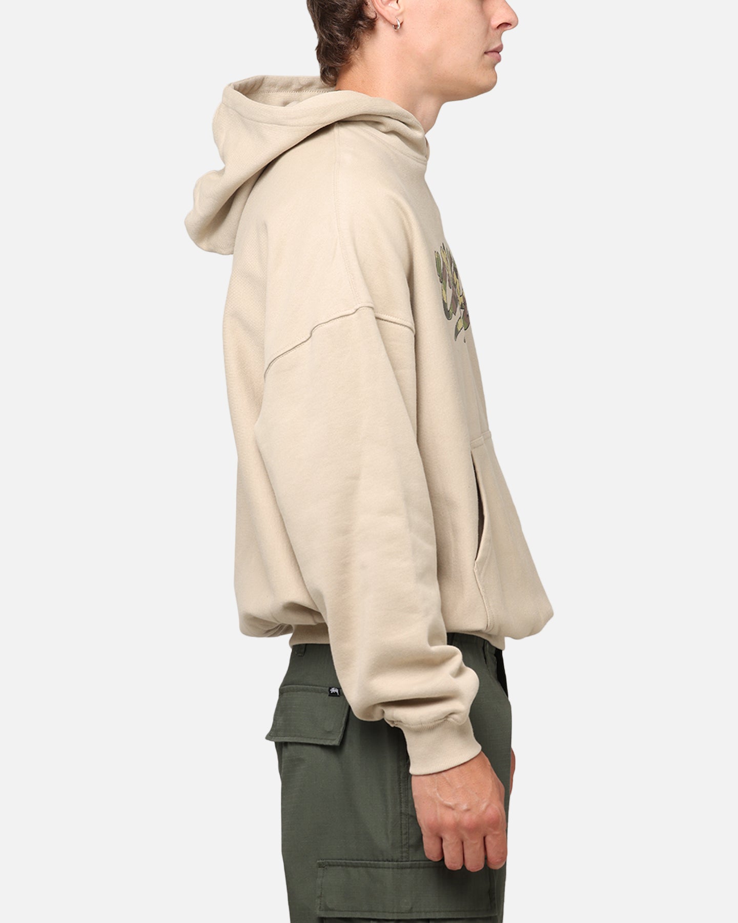 Carre Camo Script Hoodie Stone