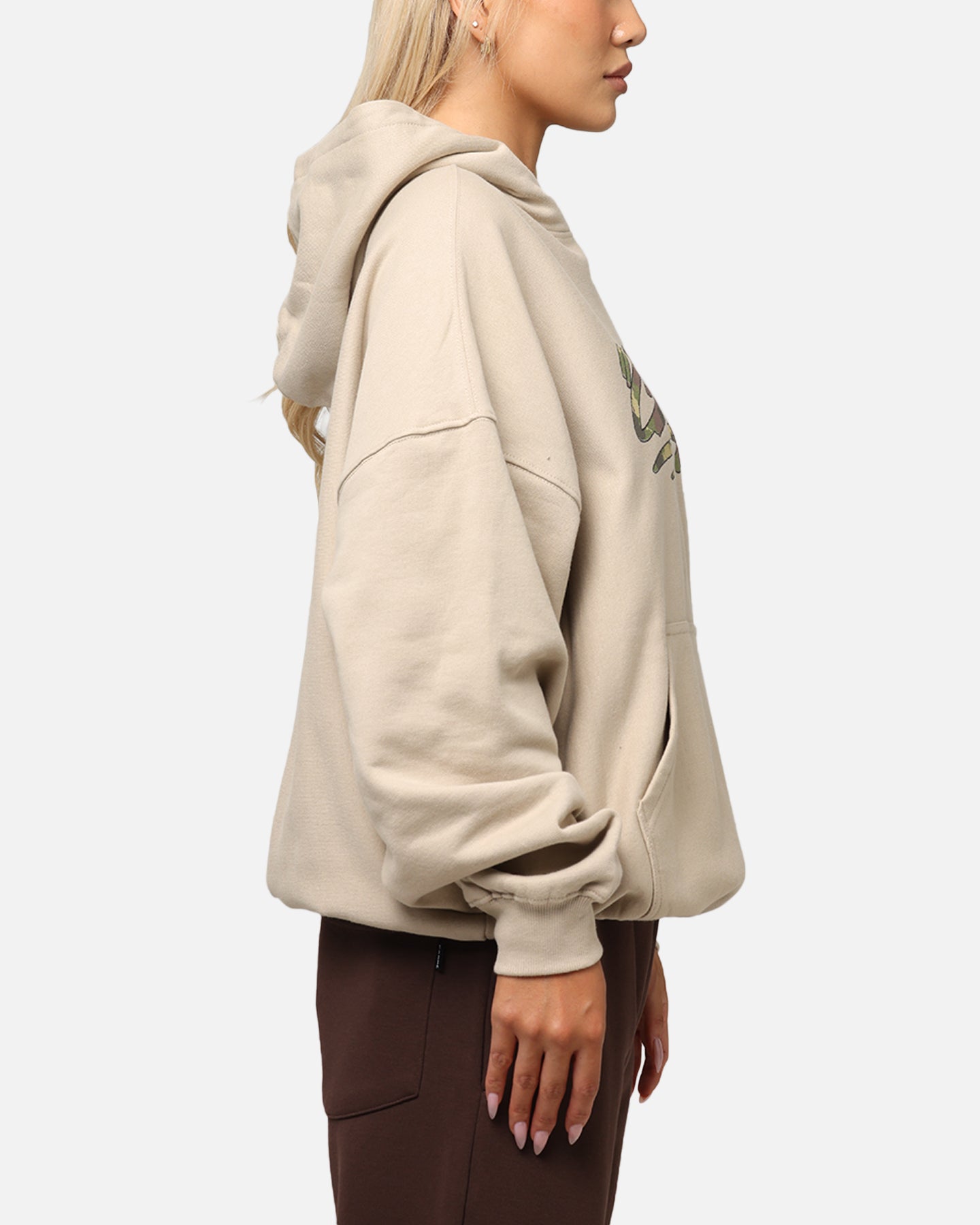 Carre Camo Script Hoodie Stone