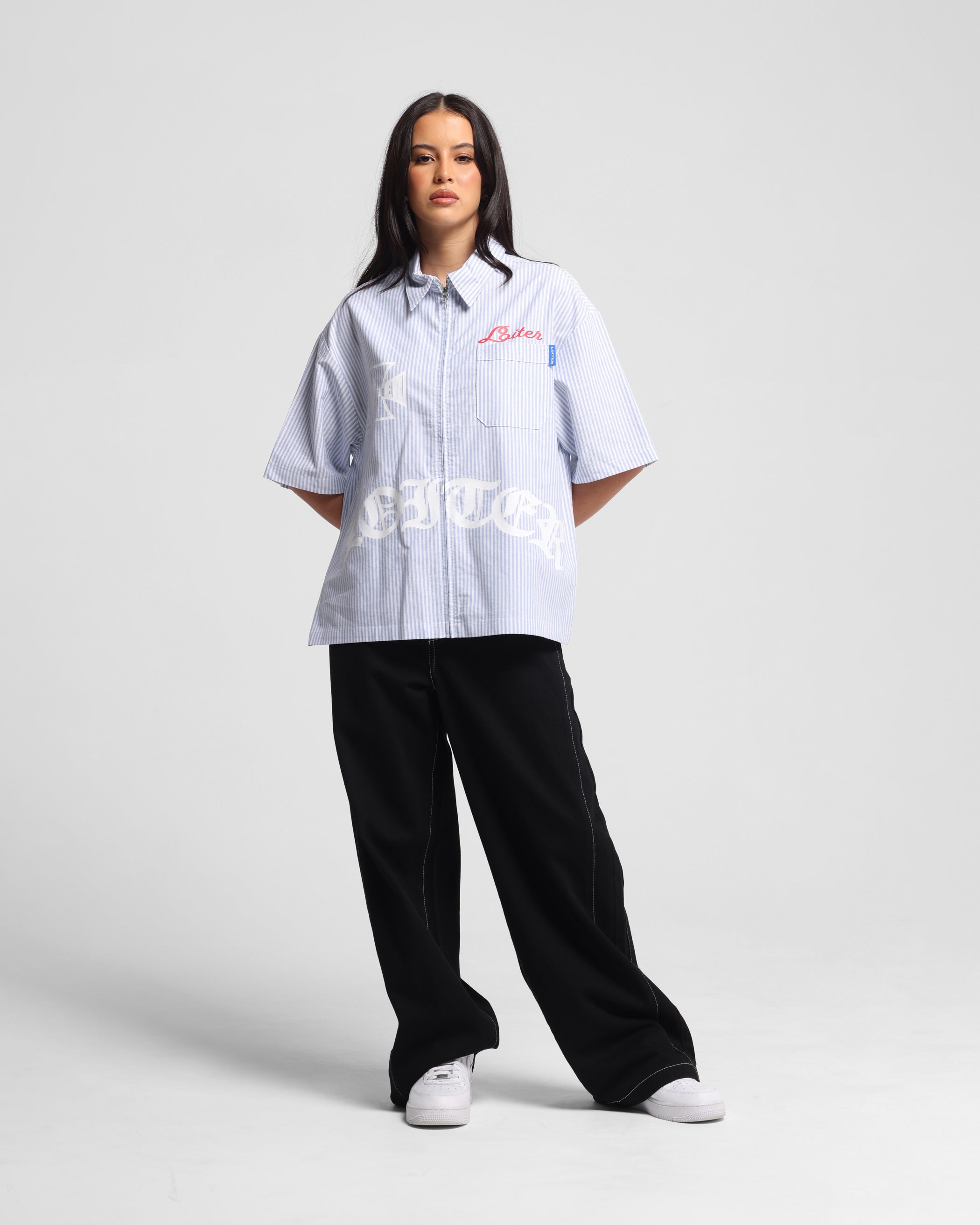 Loiter Chopper Work Shirt Blue/White