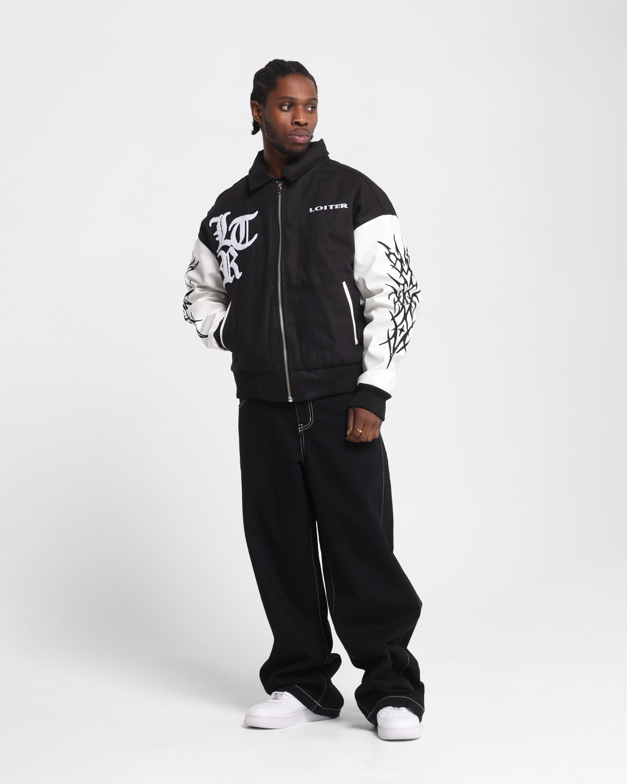 Loiter Cyber Varsity Jacket Black/White