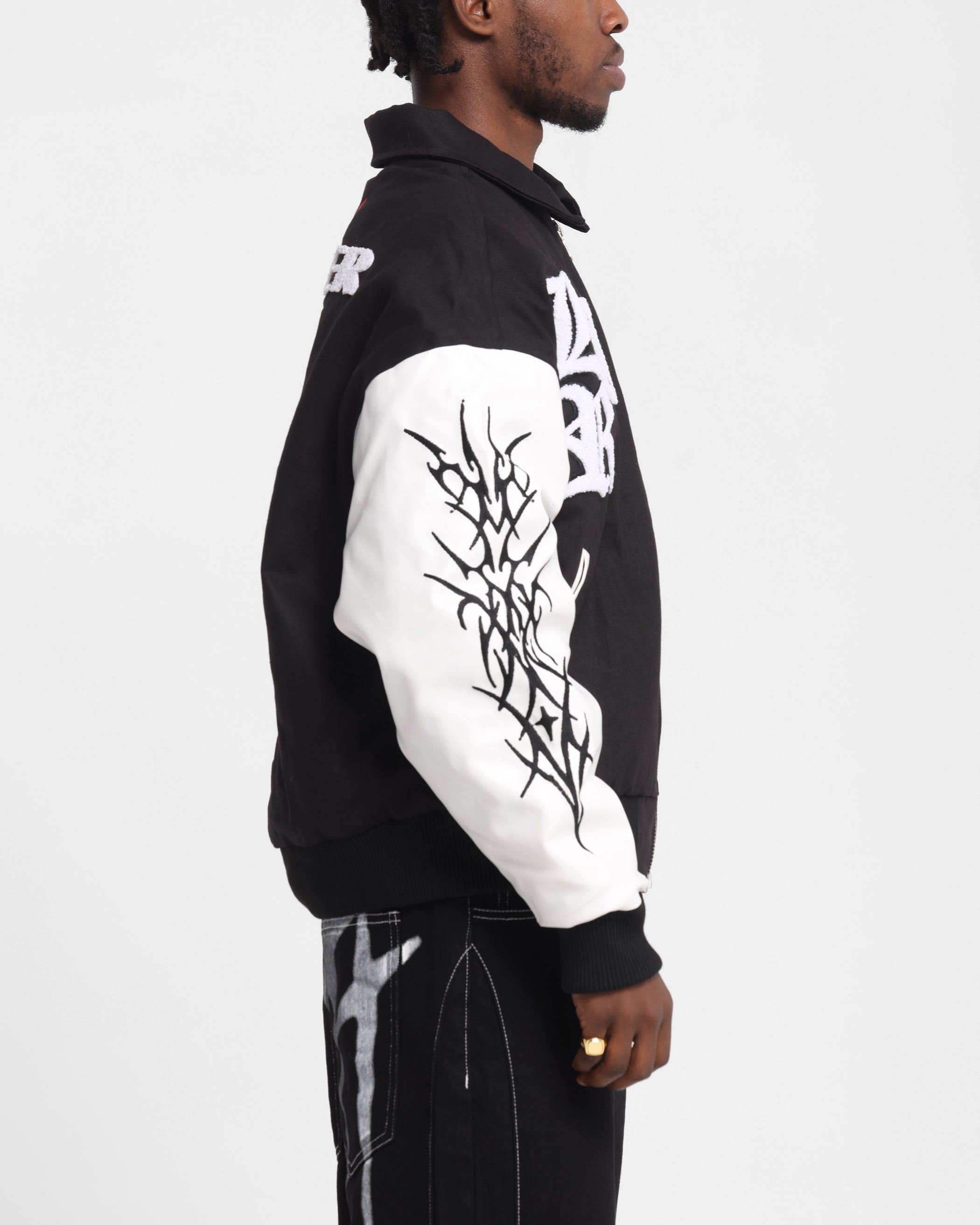 Loiter Cyber Varsity Jacket Black/White