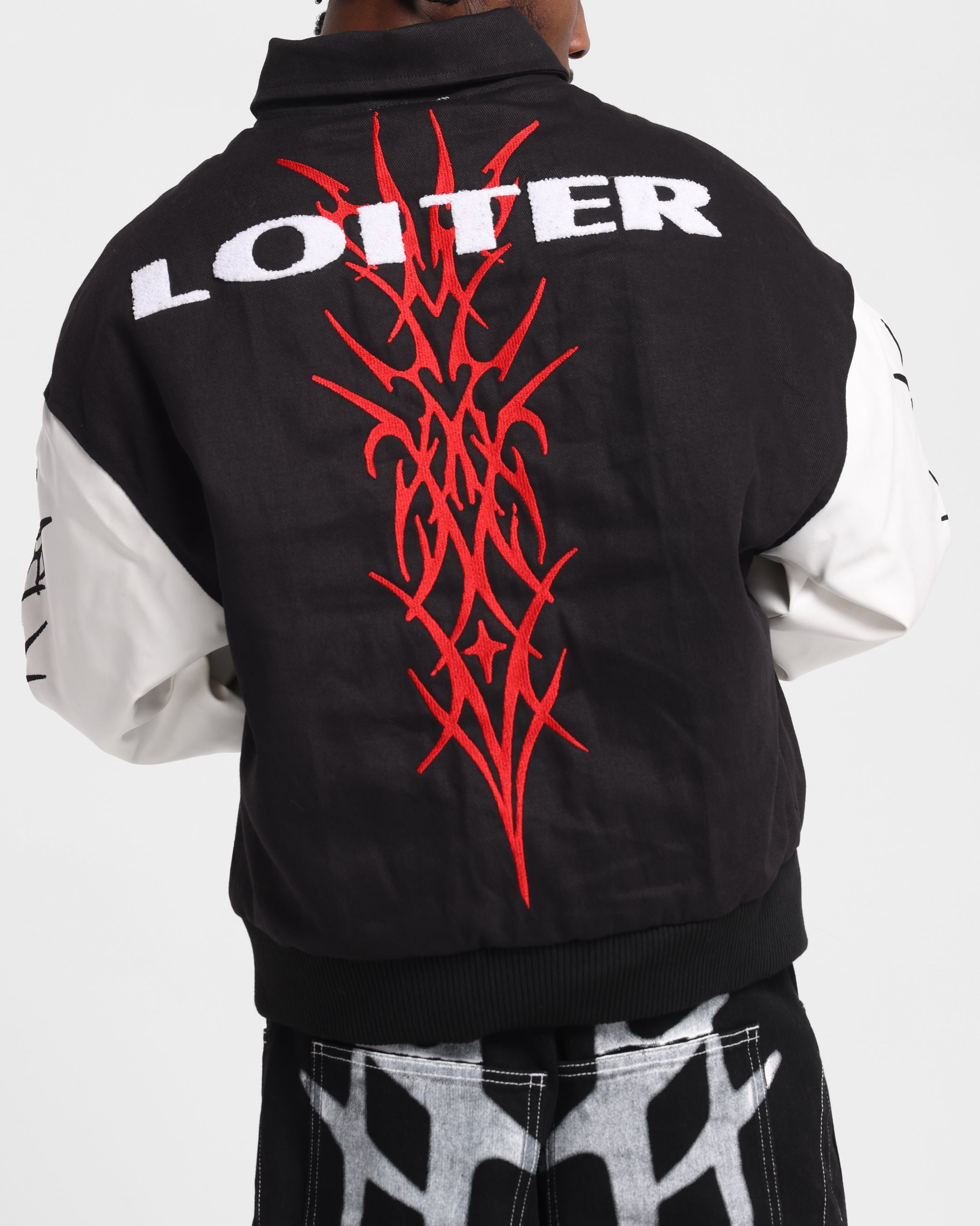 Loiter Cyber Varsity Jacket Black/White