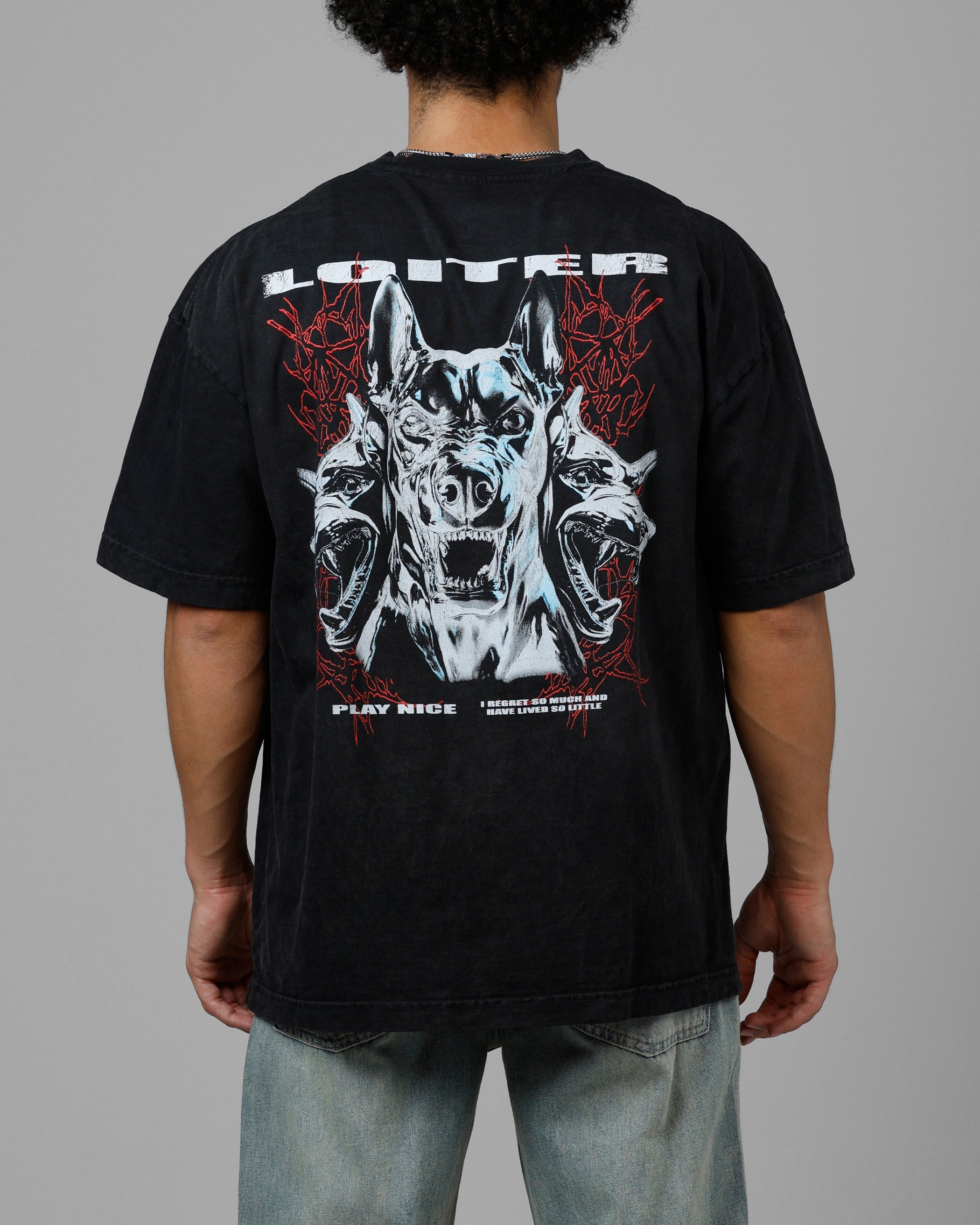 Loiter Chrome Dogs Vintage T-Shirt Black Wash