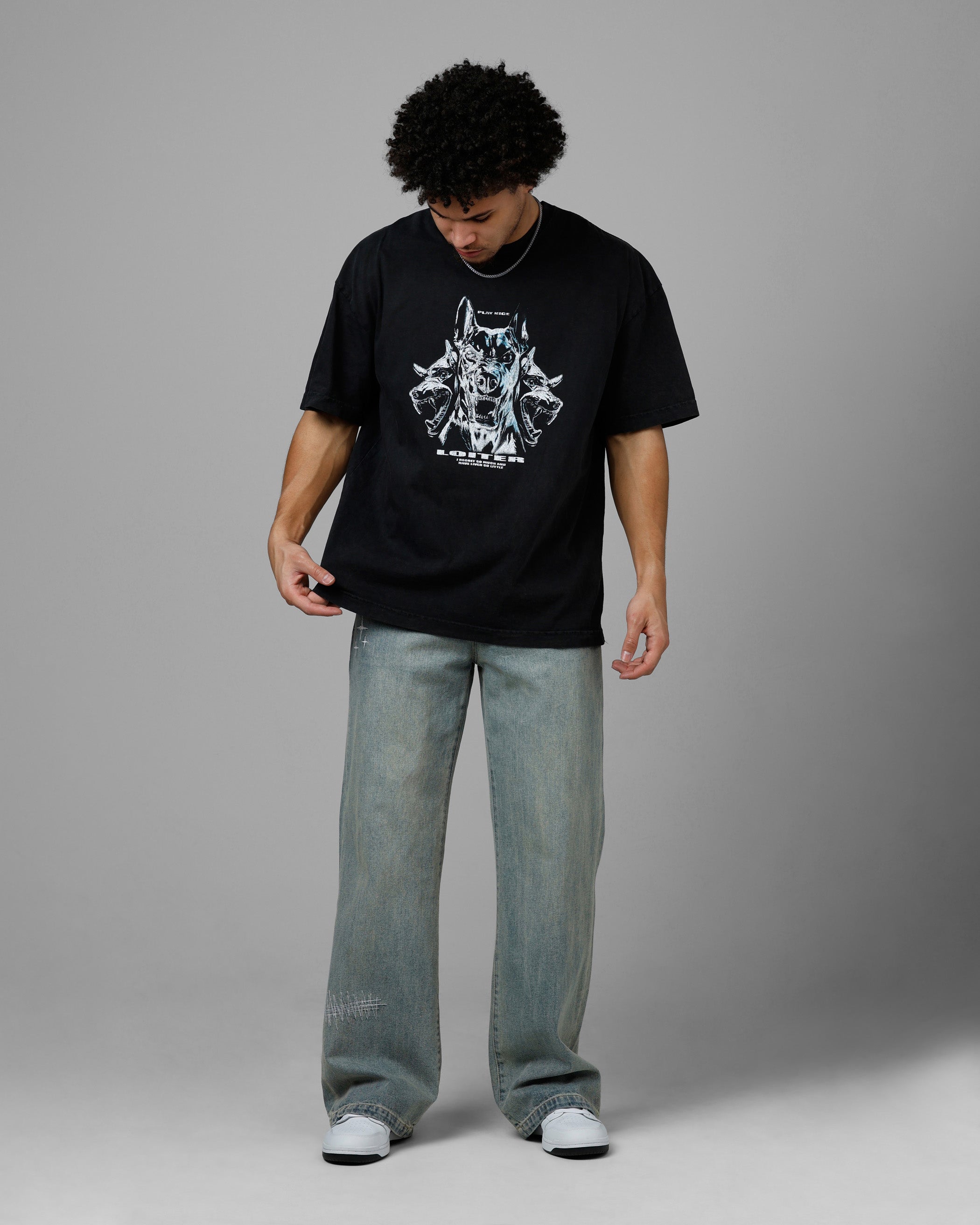 Loiter Chrome Dogs Vintage T-Shirt Black Wash