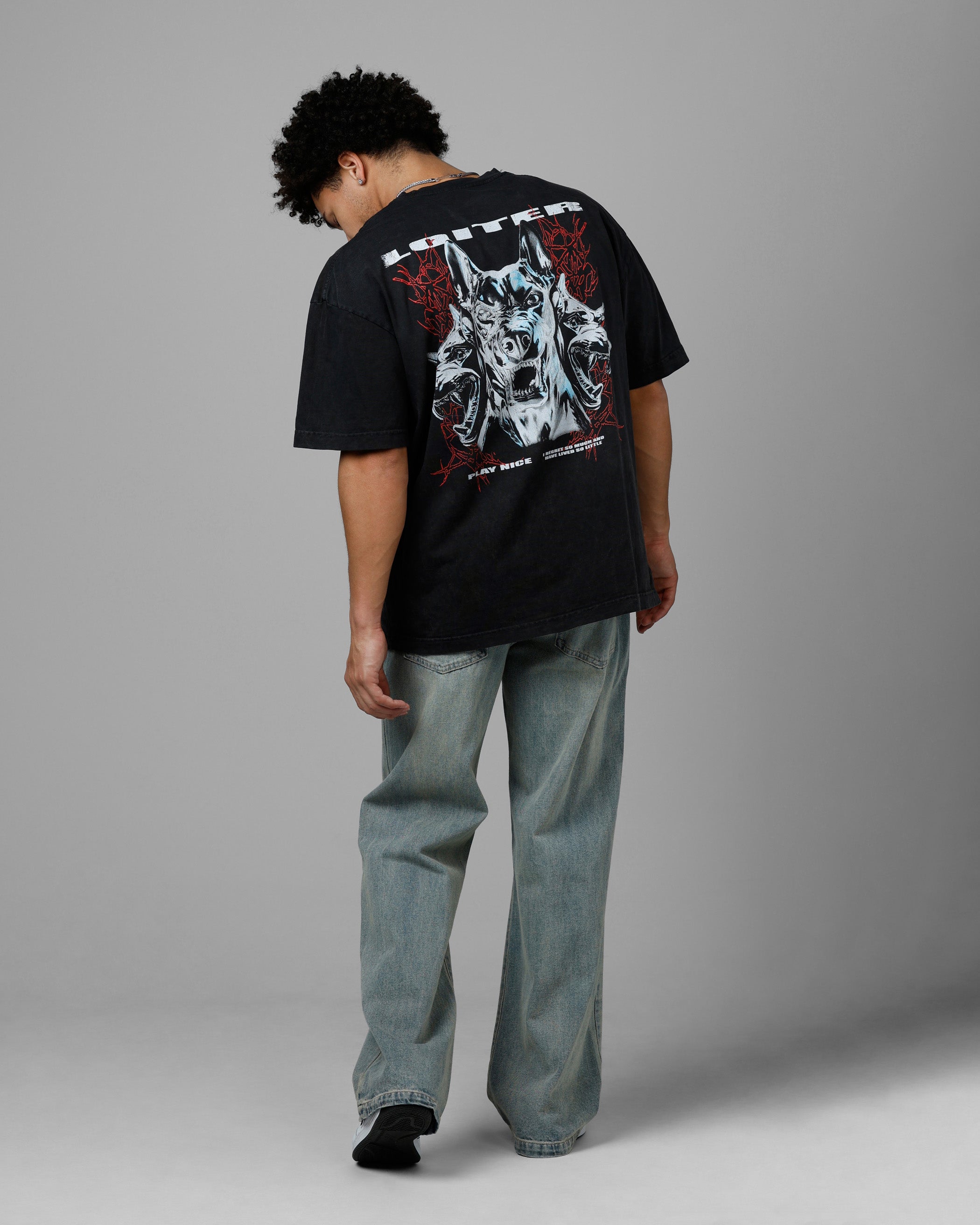 Loiter Chrome Dogs Vintage T-Shirt Black Wash
