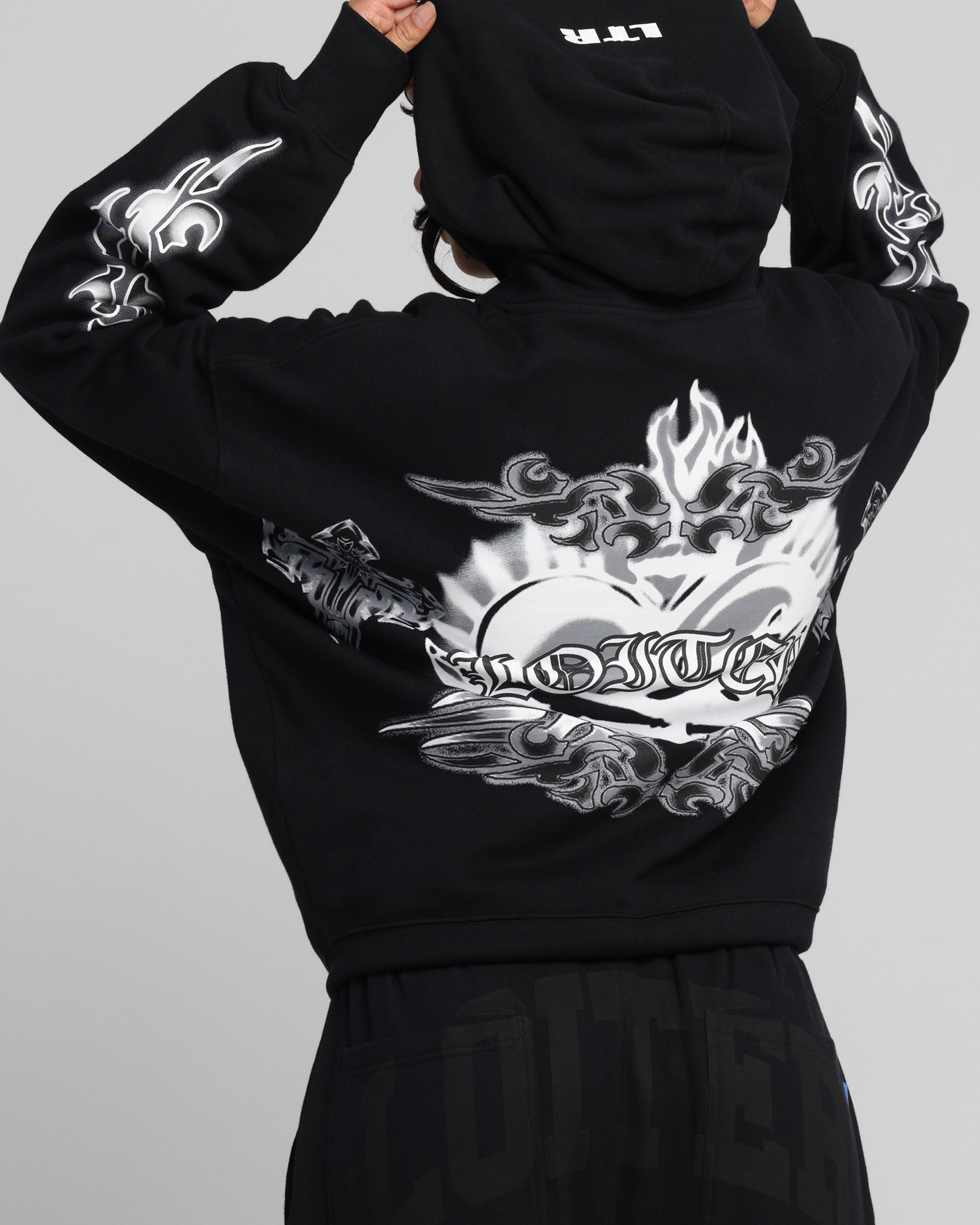 Loiter Hearts Zip Hoodie Black