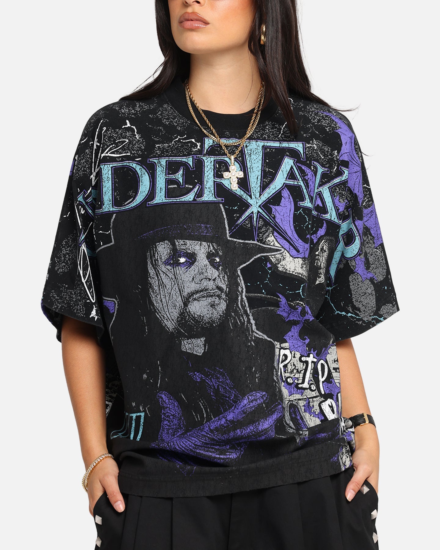 Culture Kings X WWE Undertaker All Over Print T-Shirt Black