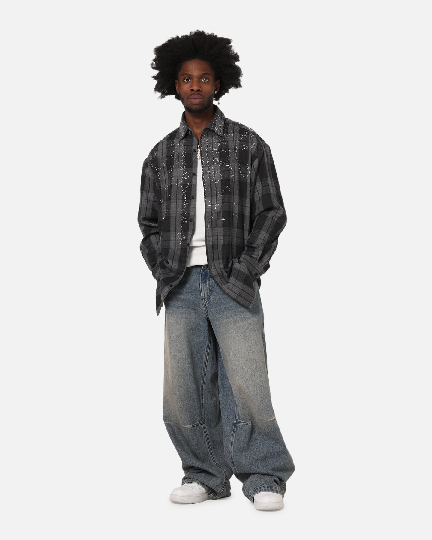 Saint Morta Spray Long Sleeve Flannel Shirt Grey