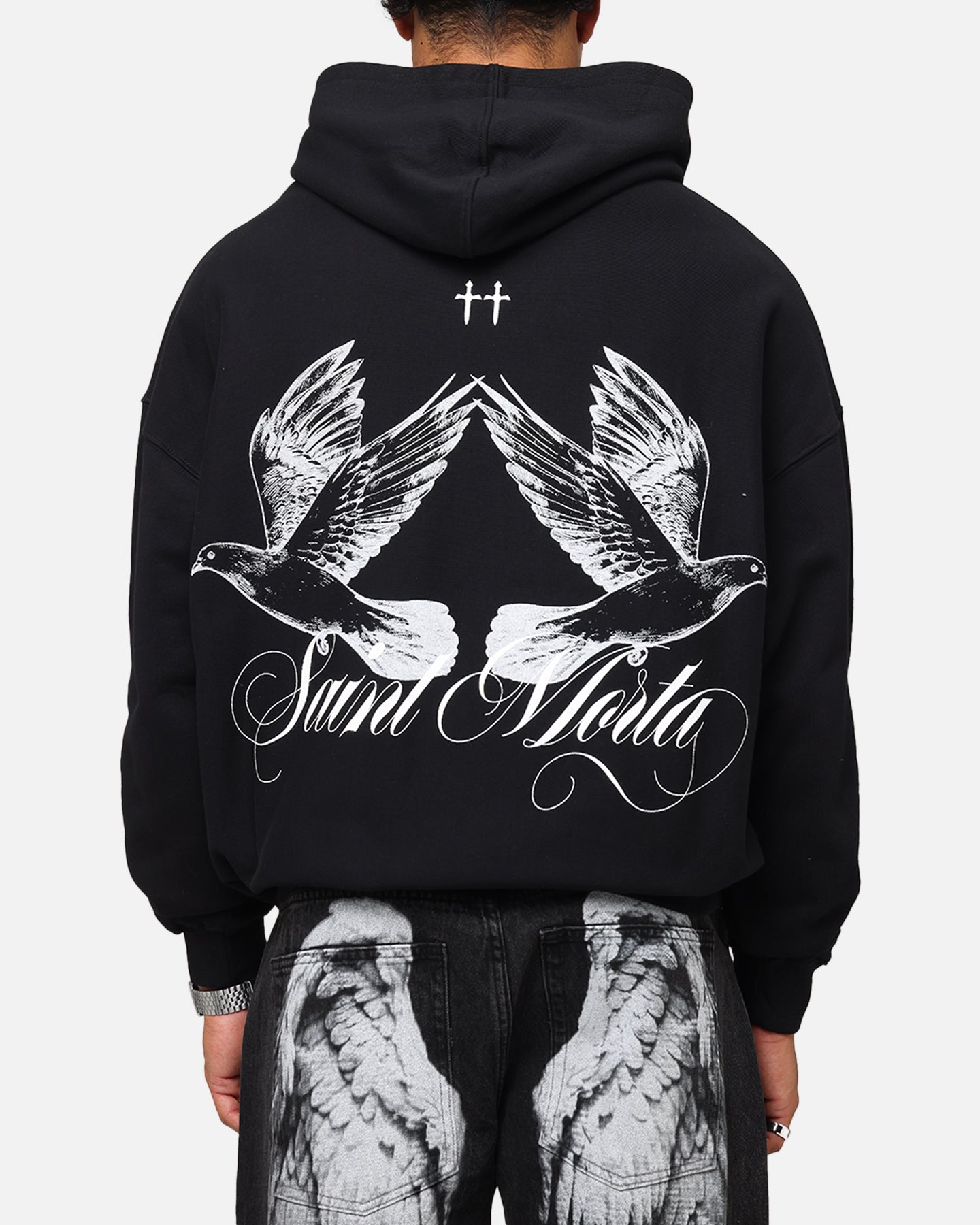Saint Morta Doves Boxy Hoodie Black