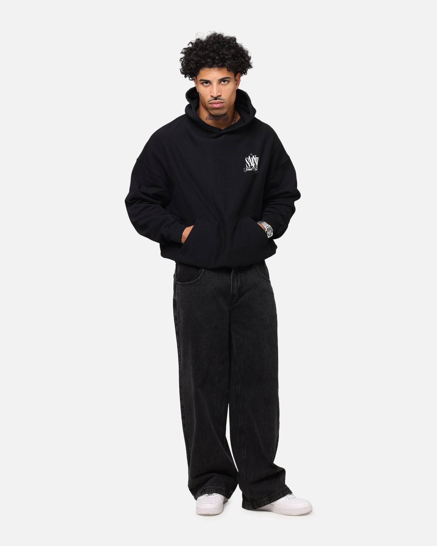 Saint Morta Doves Boxy Hoodie Black