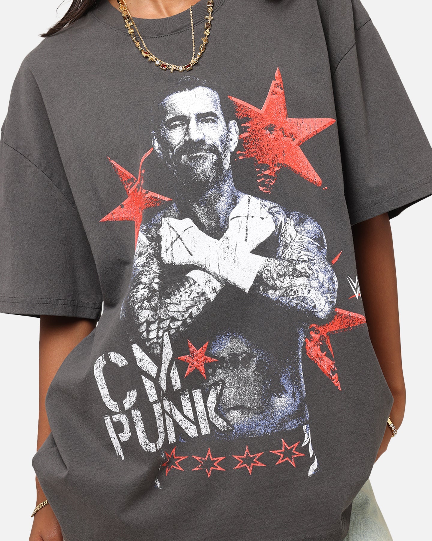 Culture Kings X WWE CM Punk Heavyweight T-Shirt Black Wash