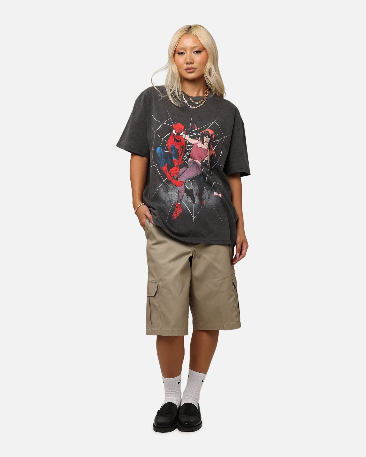 Goat Crew Marvel’s Spider-Man Peter Parker & MJ Heavy T-Shirt Black Wash