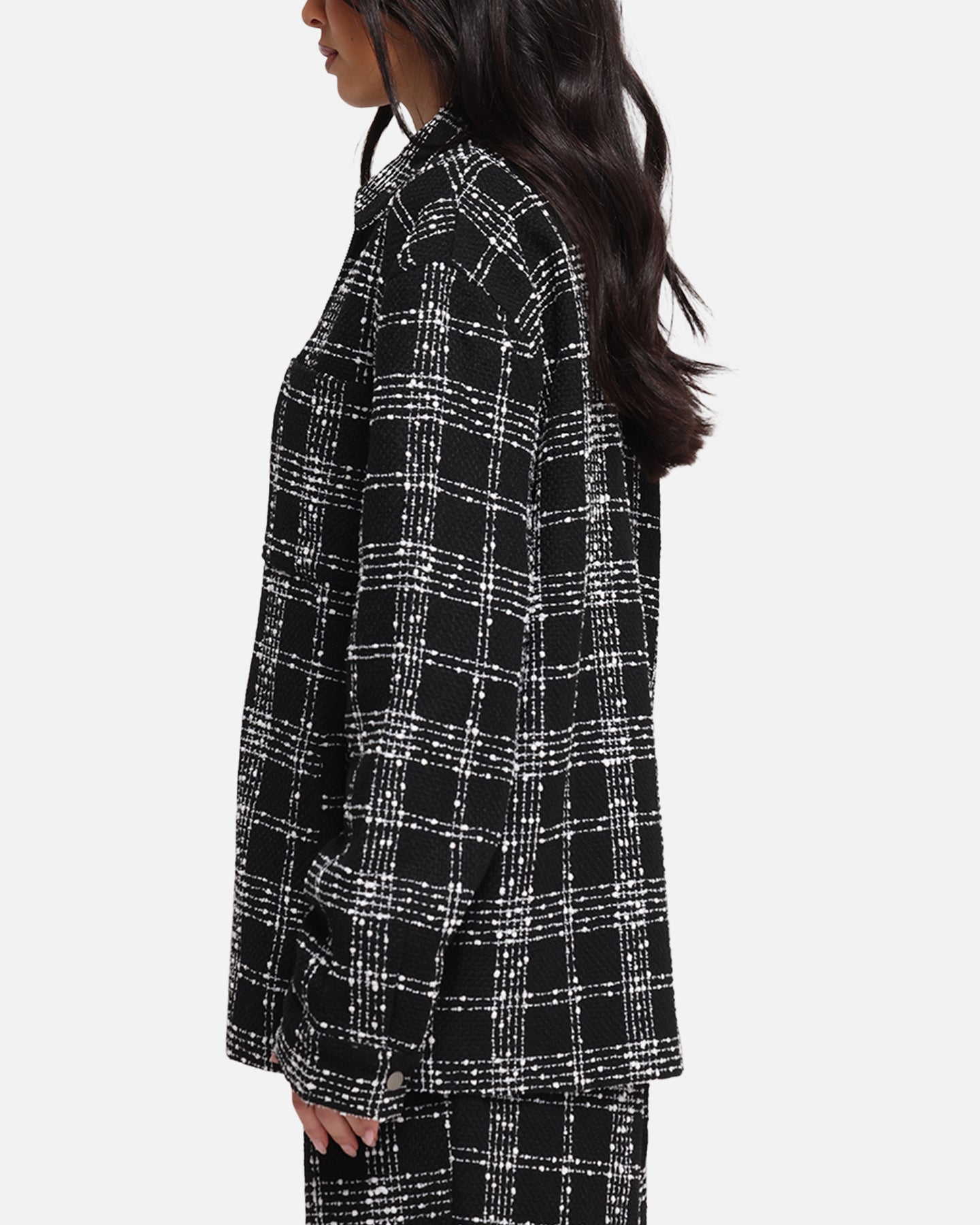 XXIII Boucle Tweed Zip Jacket Black/White