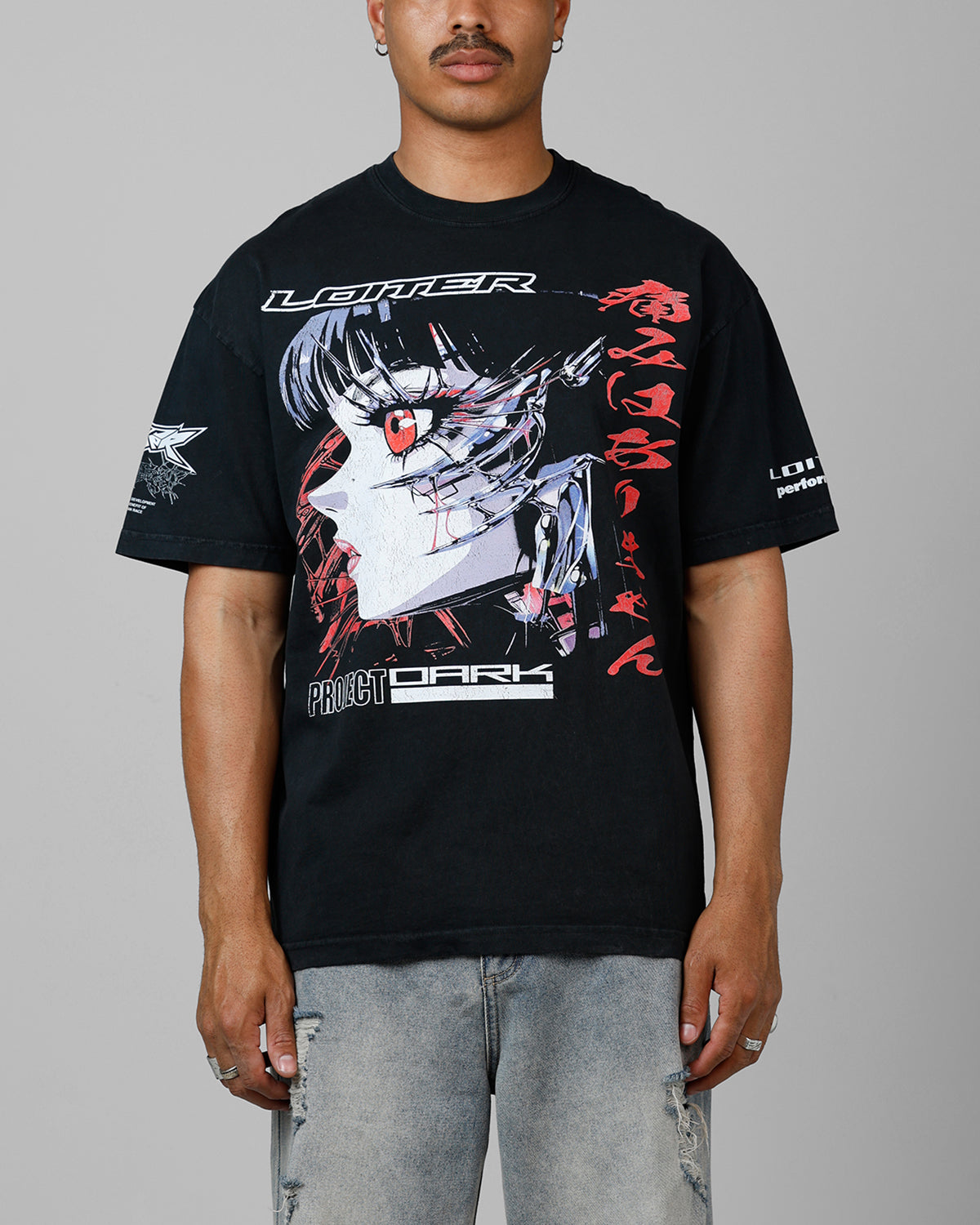Loiter Cybernetics Heavyweight T-Shirt Black Acidwash