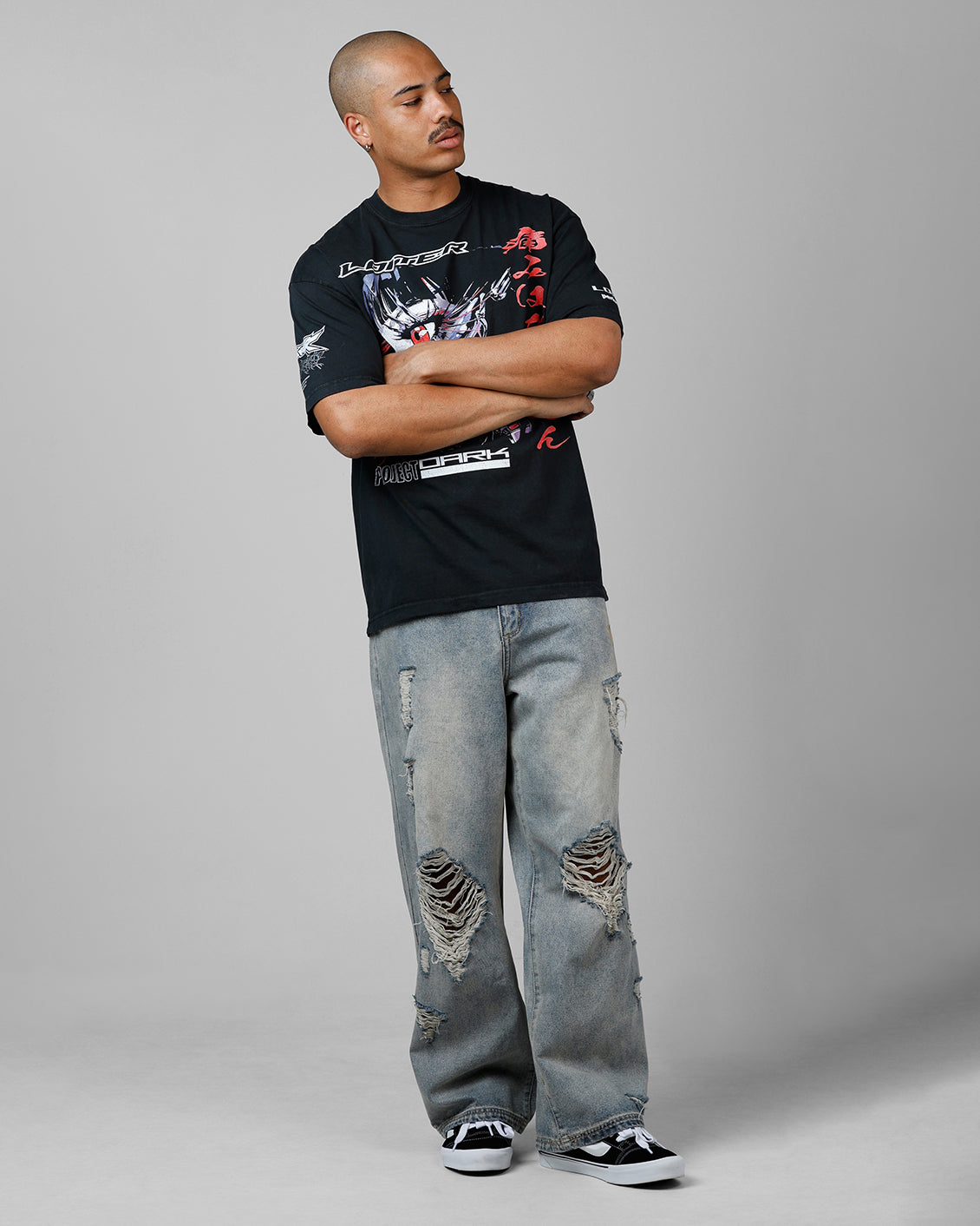 Loiter Cybernetics Heavyweight T-Shirt Black Acidwash