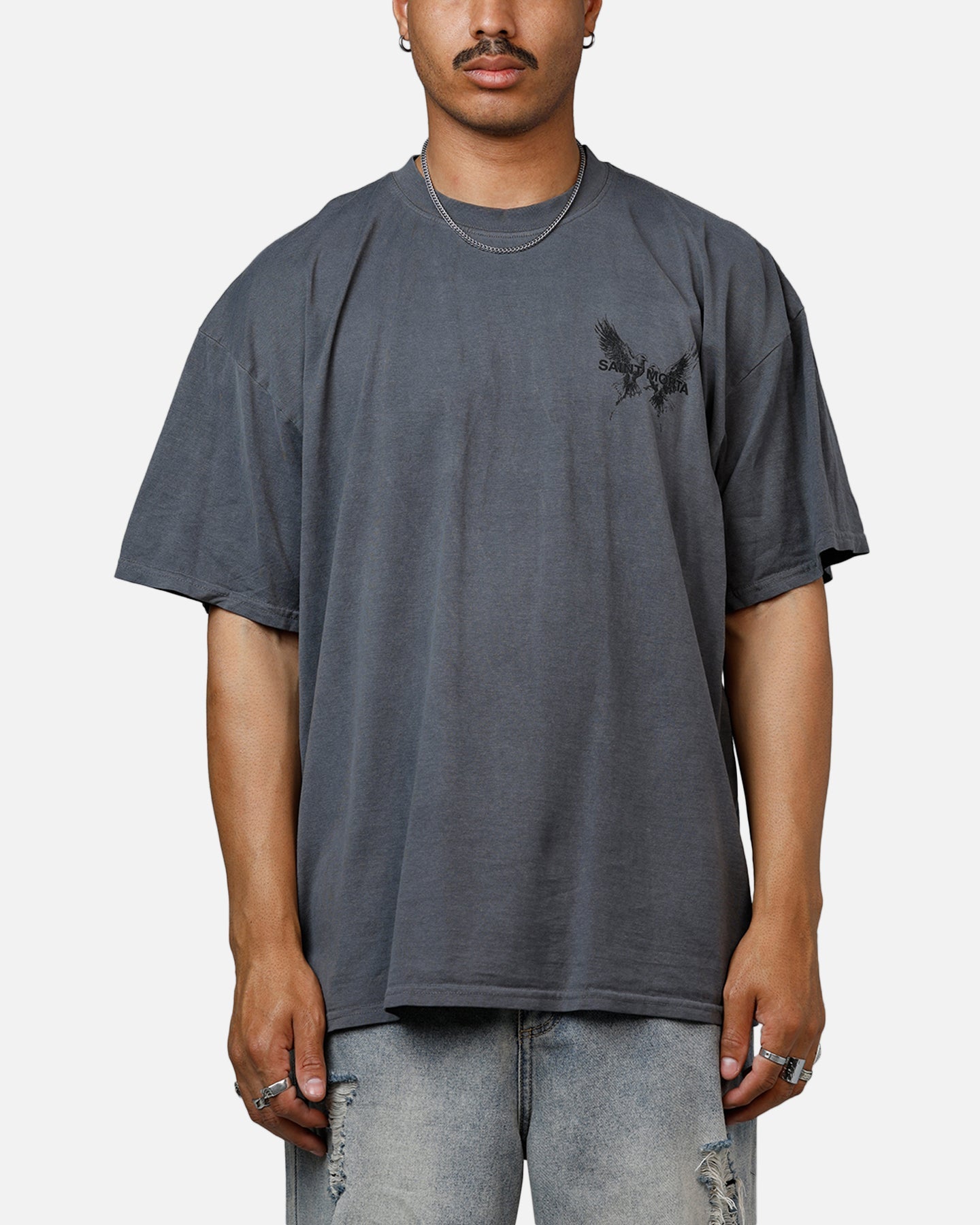 Saint Morta Black Doves Heavyweight T-Shirt Washed Charcoal