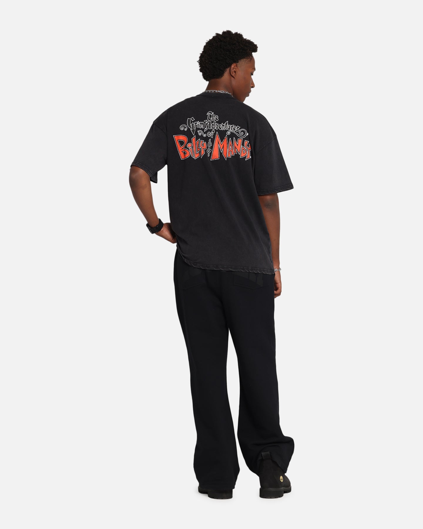 73Studio X Cartoon Network Bill & Mandy Box Logo Vintage T-Shirt Black Acidwash