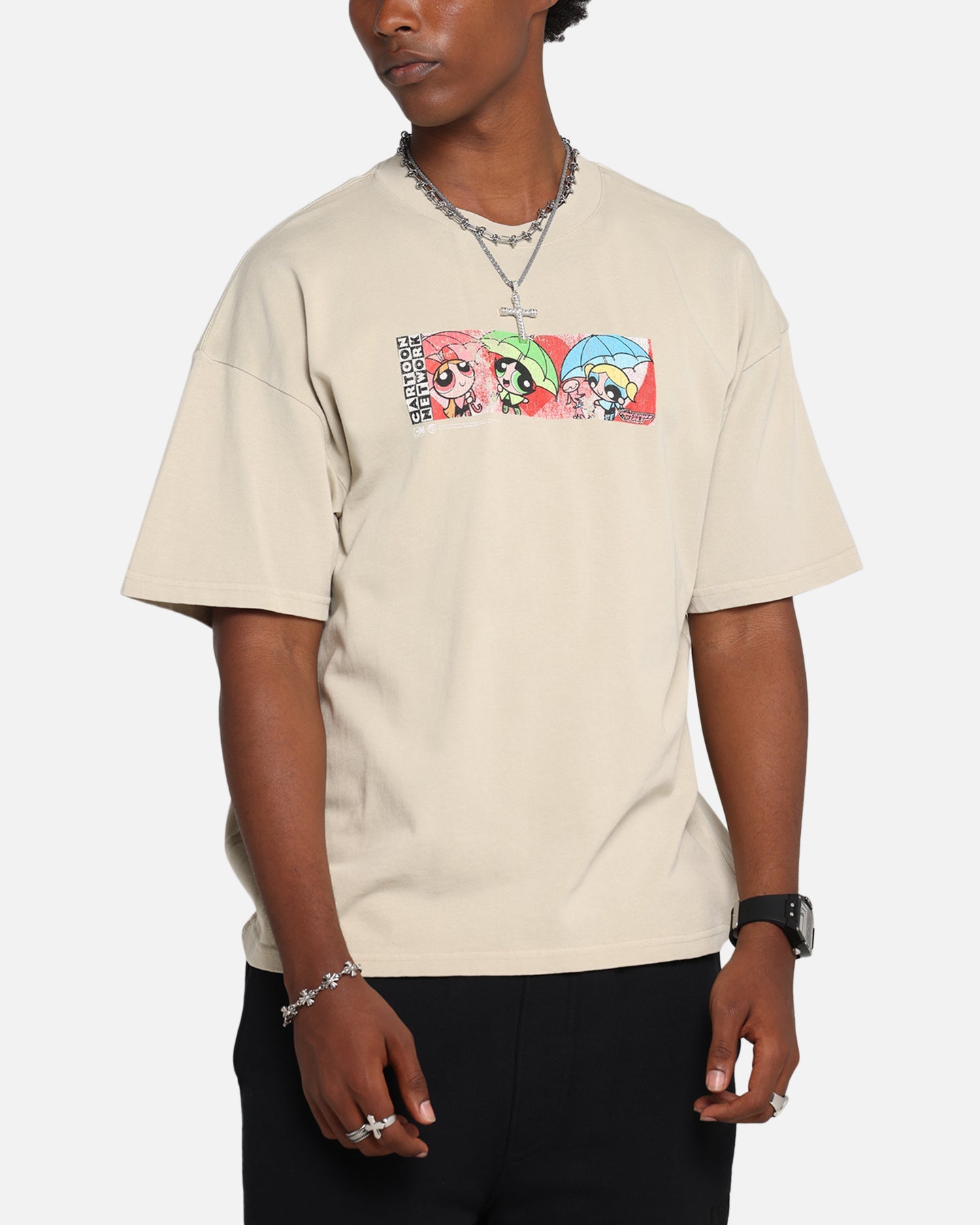 73Studio X Cartoon Network The Powerpuff Girls Box Logo Vintage T-Shirt Stone